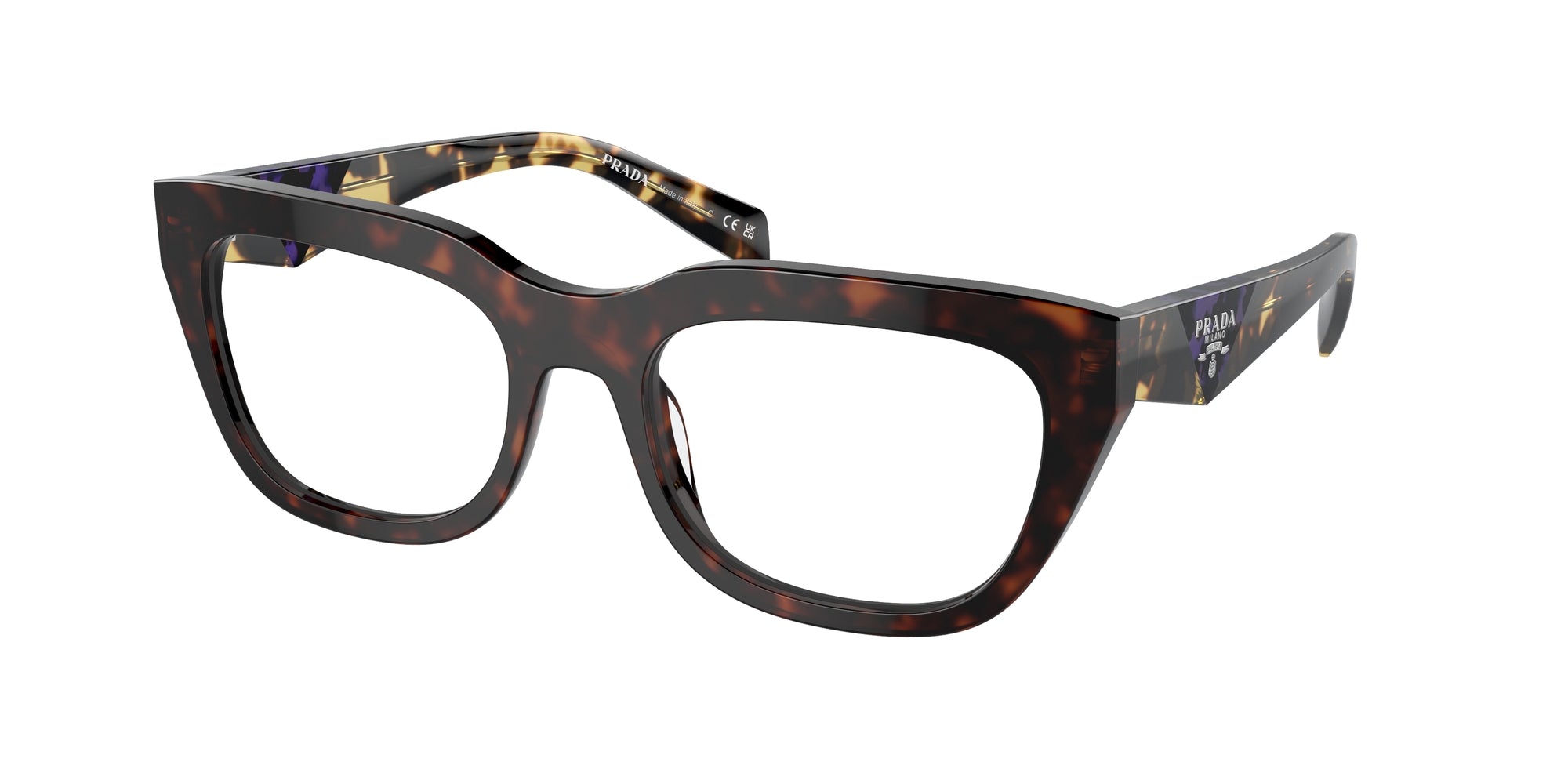 Prada Donna Prada PR A06V 17N1O1 Montature da vista Acetato Tartaruga Trasparente Geometrica Normale