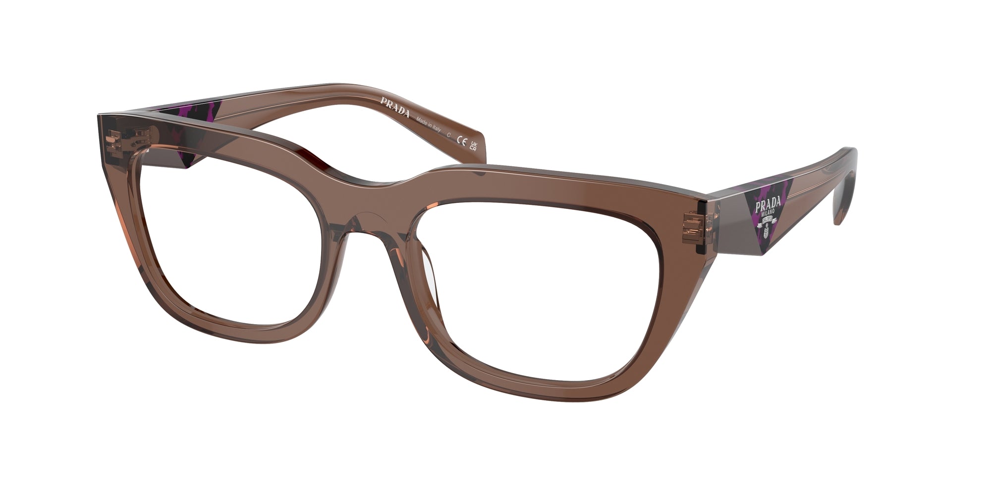 Prada Donna Prada PR A06V 17O1O1 Montature da vista Acetato Marrone Geometrica Normale Prada Donna Prada PR A06V 17O1O1 Montature da vista Acetato Marrone Geometrica Normale