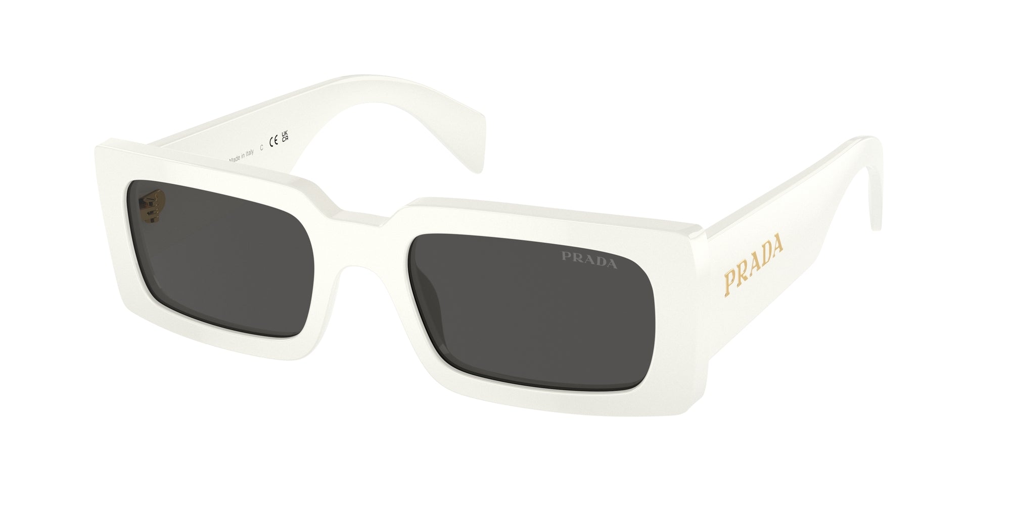 Prada Donna Prada PR A07S 1425S0 Occhiali da sole Acetato Bianco Grigio Pillow Normale