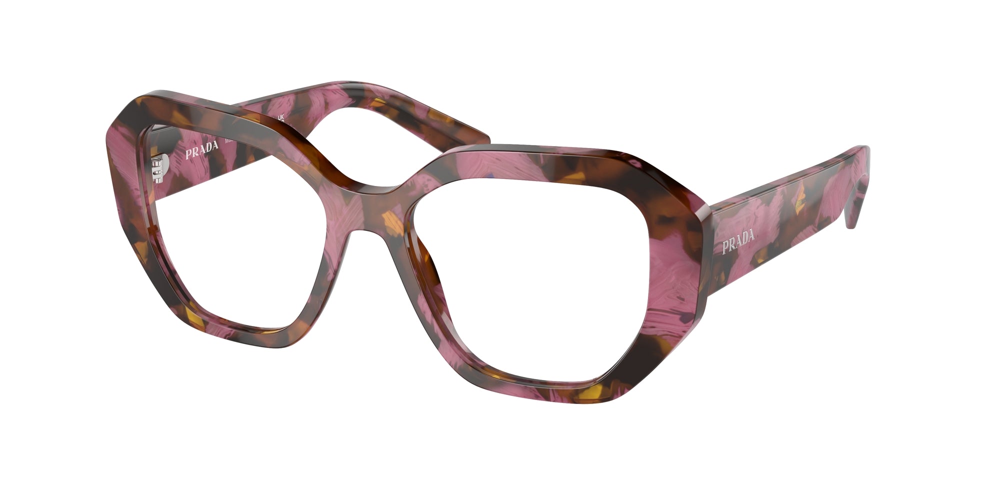 Prada Donna Prada PR A07V 18N1O1 Montature da vista Acetato Marrone Trasparente Geometrica Normale