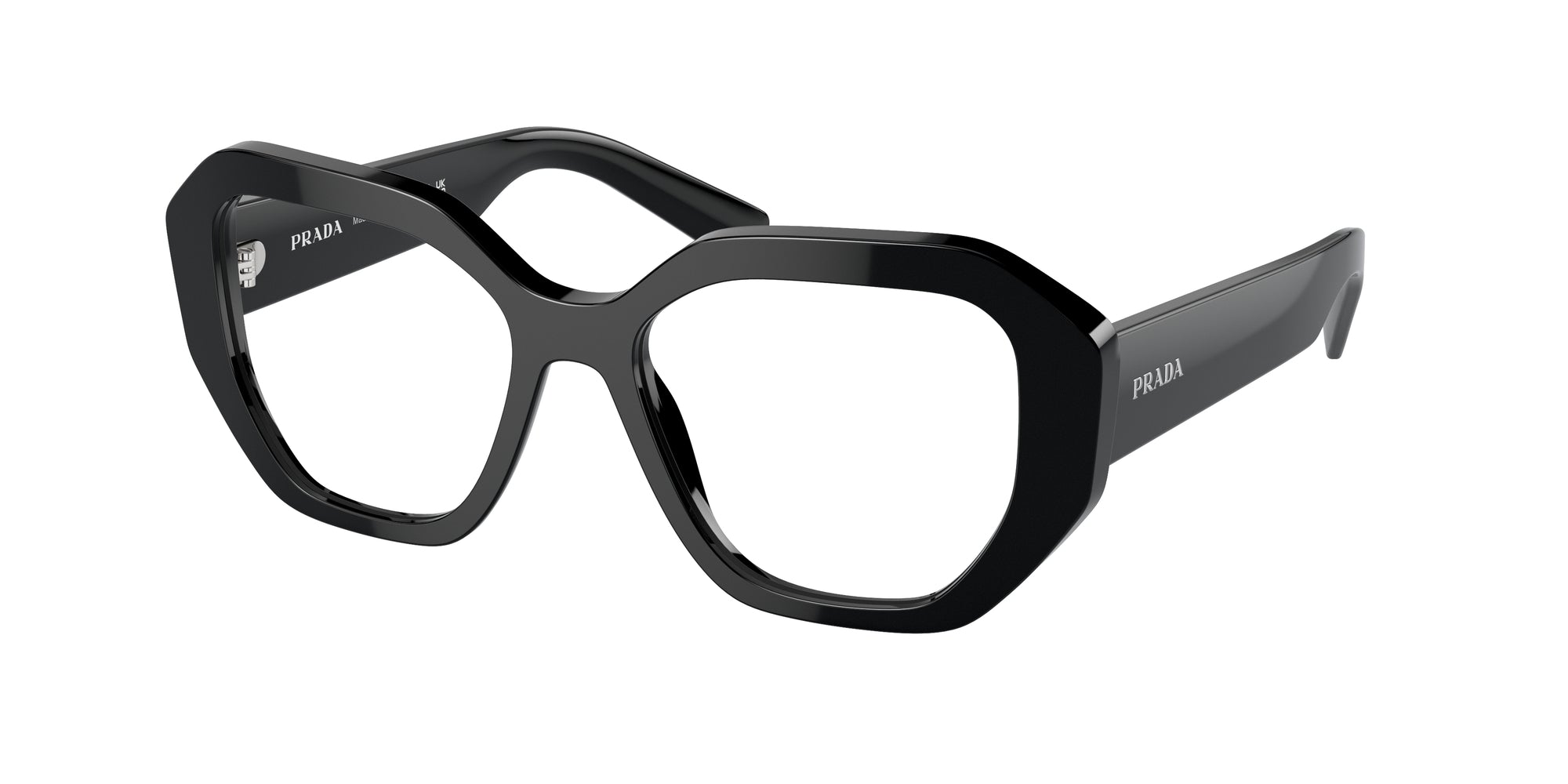 Prada Donna Prada PR A07V 1AB1O1 Montature da vista Acetato Nero Trasparente Geometrica Normale