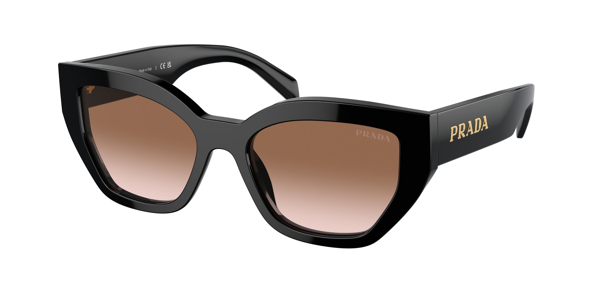Prada Donna Prada PR A09S 1AB0A6 Occhiali da sole Acetato Nero Marrone Farfalla Normale Sfumato Prada Donna Prada PR A09S 1AB0A6 Occhiali da sole Acetato Nero Marrone Farfalla Normale Sfumato