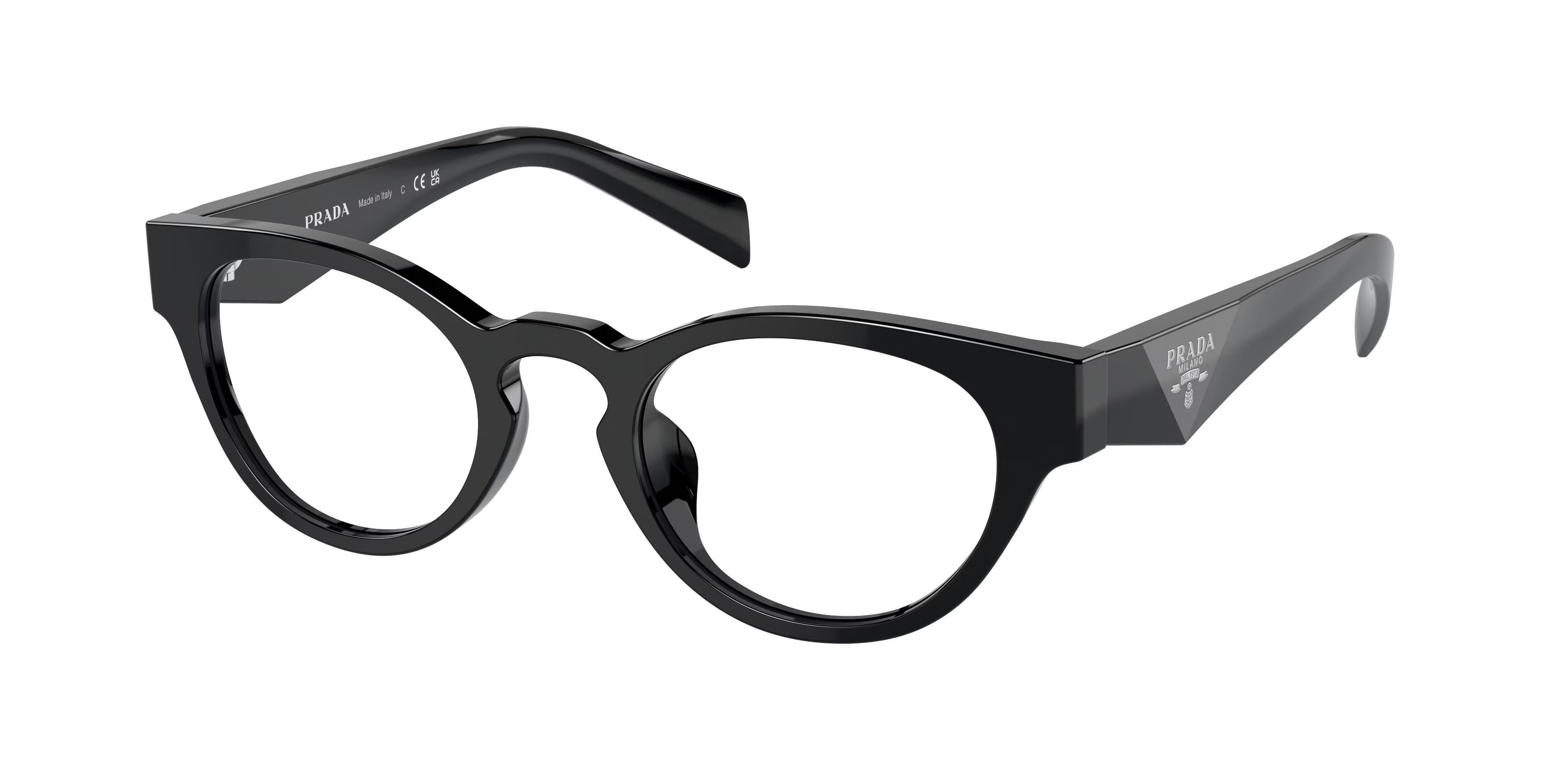Prada Donna Prada PR A11VD 16K1O1 Montature da vista Acetato Nero Rotonda Normale Prada Donna Prada PR A11VD 16K1O1 Montature da vista Acetato Nero Rotonda Normale