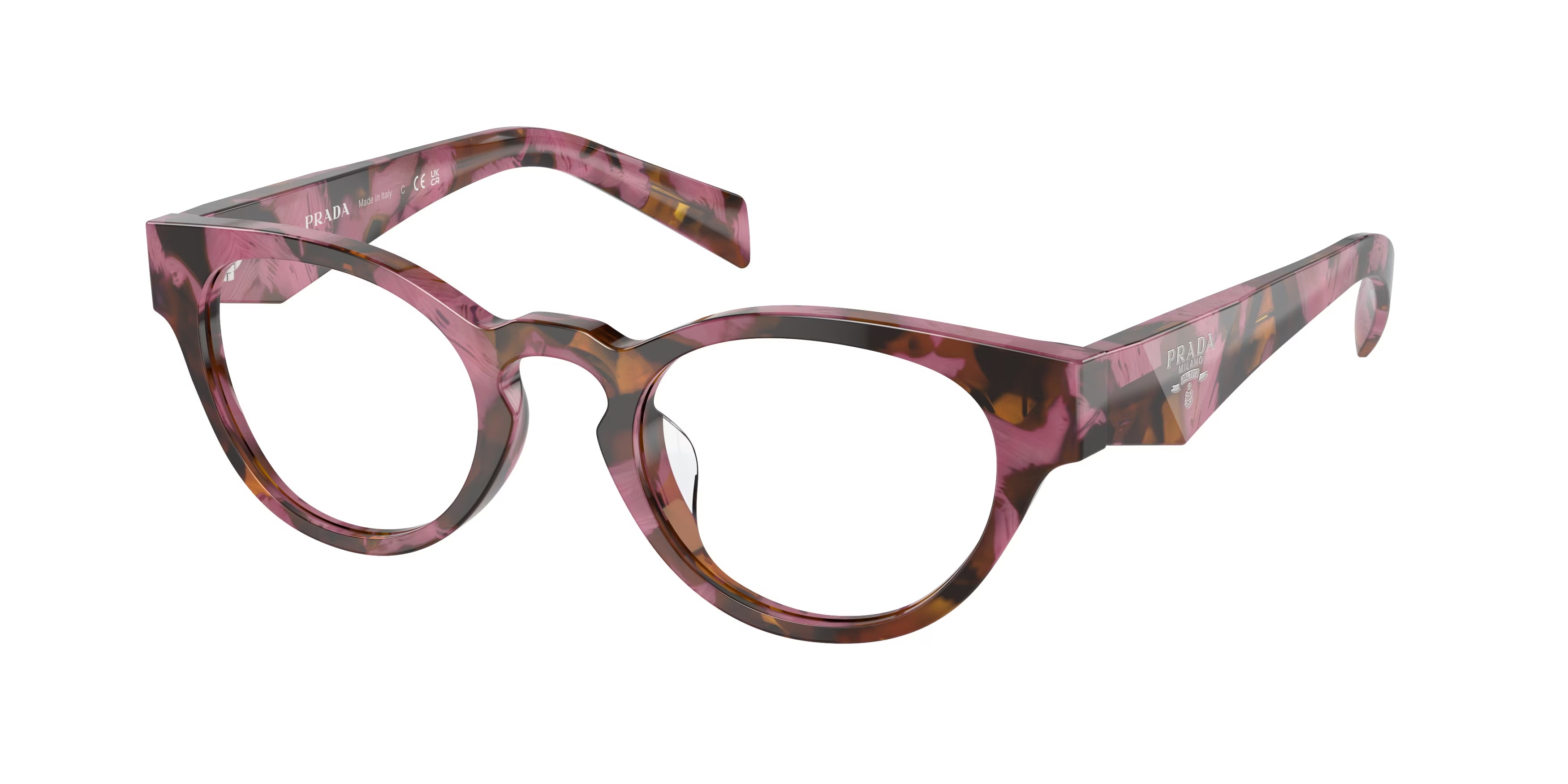 Prada Donna Prada PR A11VD 18N1O1 Montature da vista Acetato Marrone Rotonda Normale Prada Donna Prada PR A11VD 18N1O1 Montature da vista Acetato Marrone Rotonda Normale