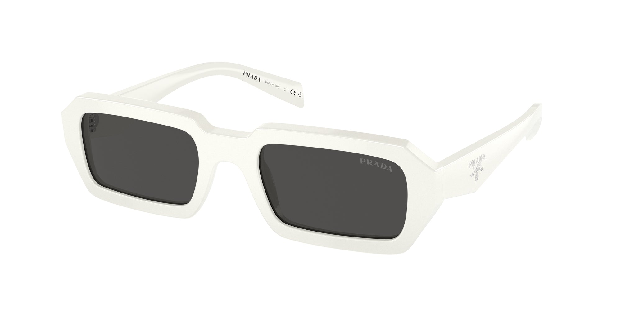 Prada Donna Prada PR A12S 17K08Z Occhiali da sole Acetato Bianco Grigio Geometrica Normale
