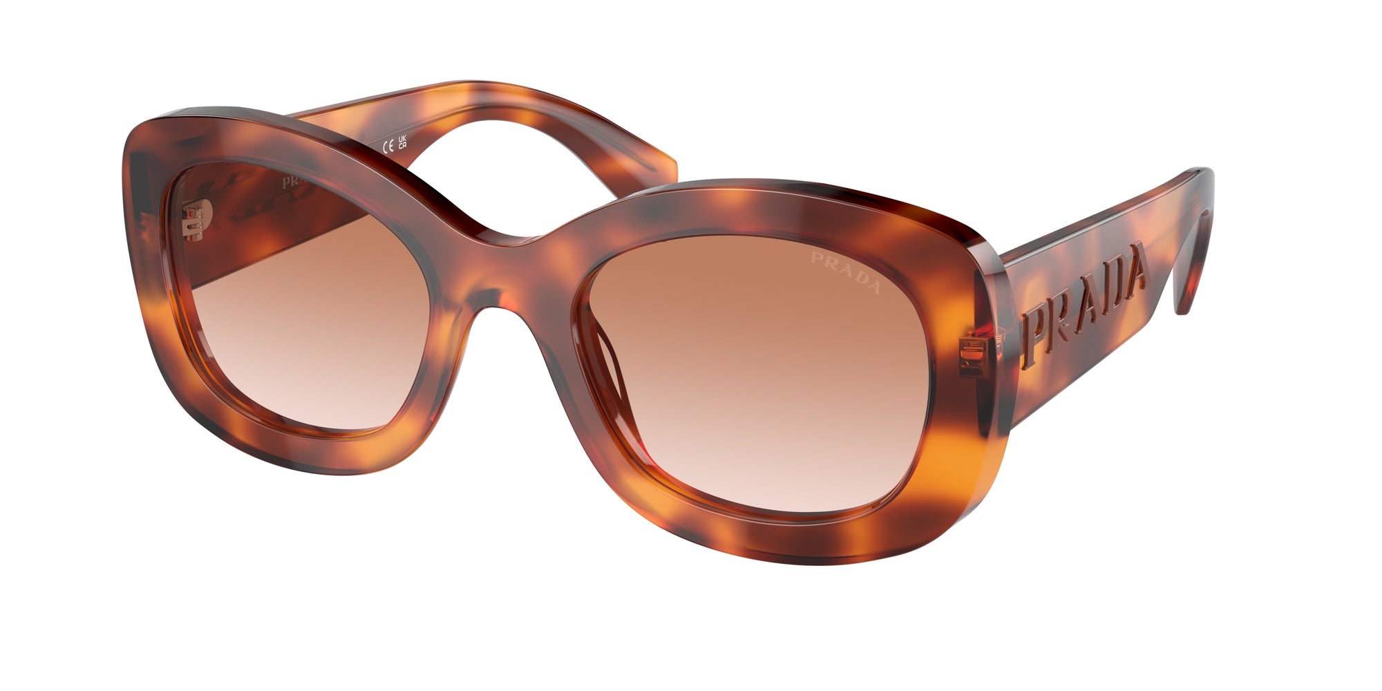 Prada Donna Prada PR A13S 18R70E Occhiali da sole Acetato Marrone Marrone Rotonda Normale Sfumato Prada Donna Prada PR A13S 18R70E Occhiali da sole Acetato Marrone Marrone Rotonda Normale Sfumato