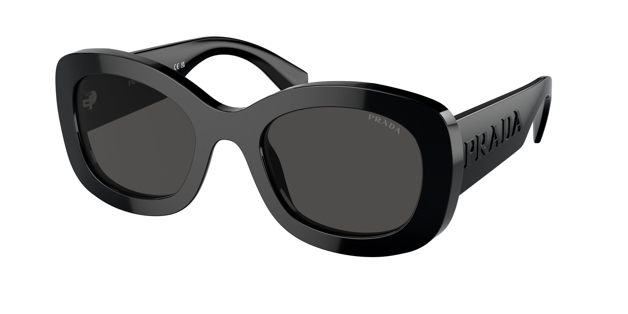 Prada Donna Prada PR A13S 1AB5S0 Occhiali da sole Acetato Nero Grigio Rotonda Normale