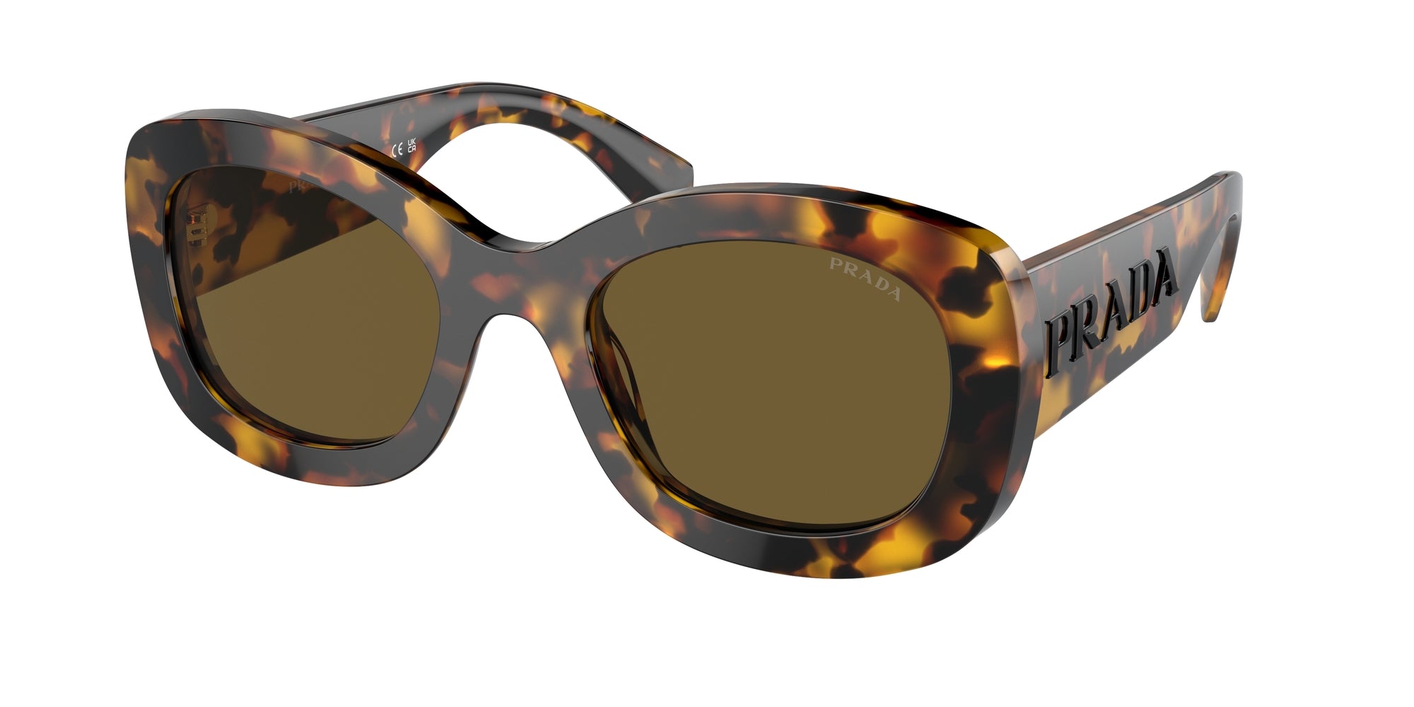 Prada Donna Prada PR A13S VAU01T Occhiali da sole Acetato Tartaruga Marrone Rotonda Normale