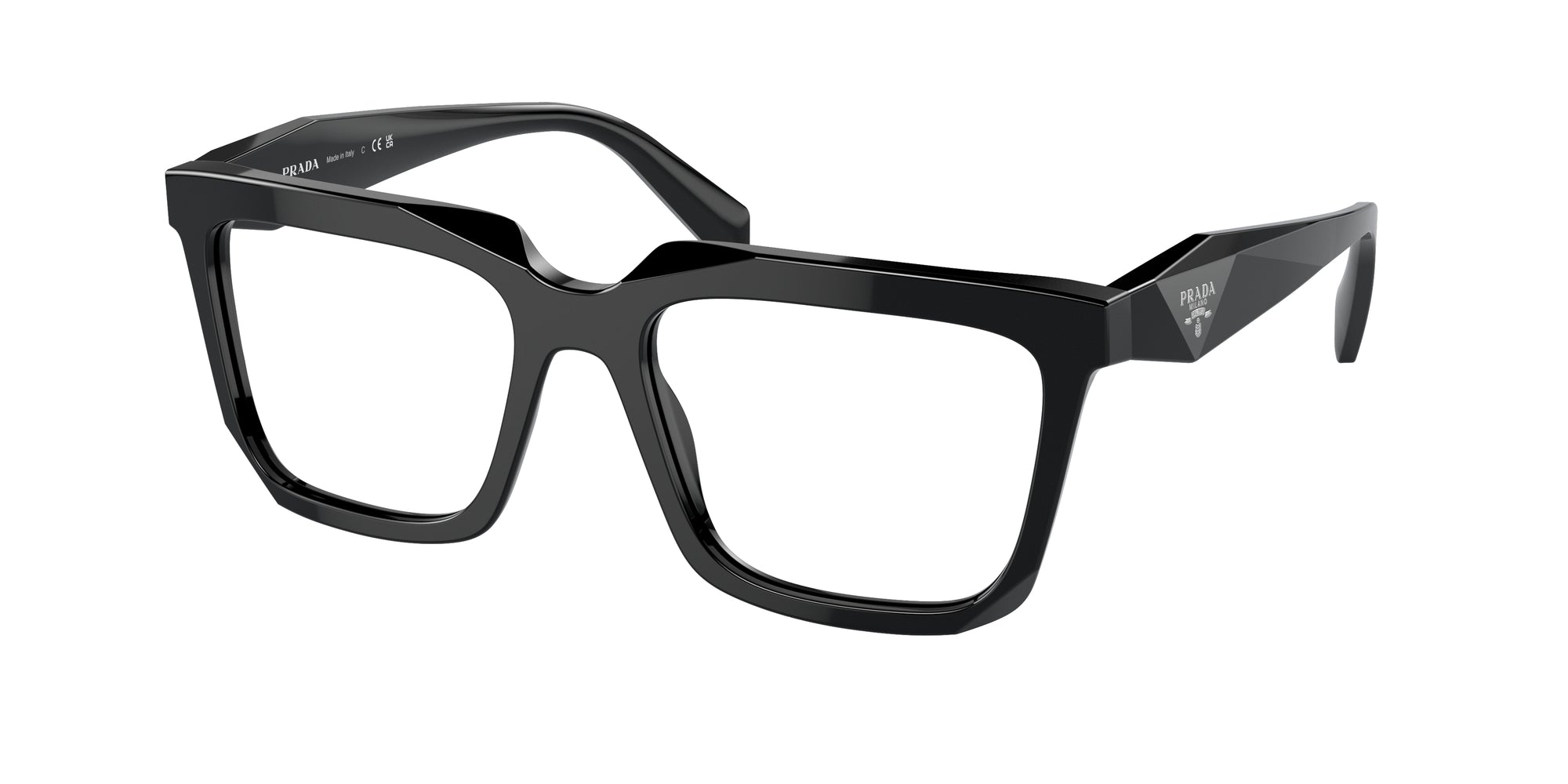Prada Donna Prada PR A19V 16K1O1 Montature da vista Acetato Nero Squadrata Normale Prada Donna Prada PR A19V 16K1O1 Montature da vista Acetato Nero Squadrata Normale