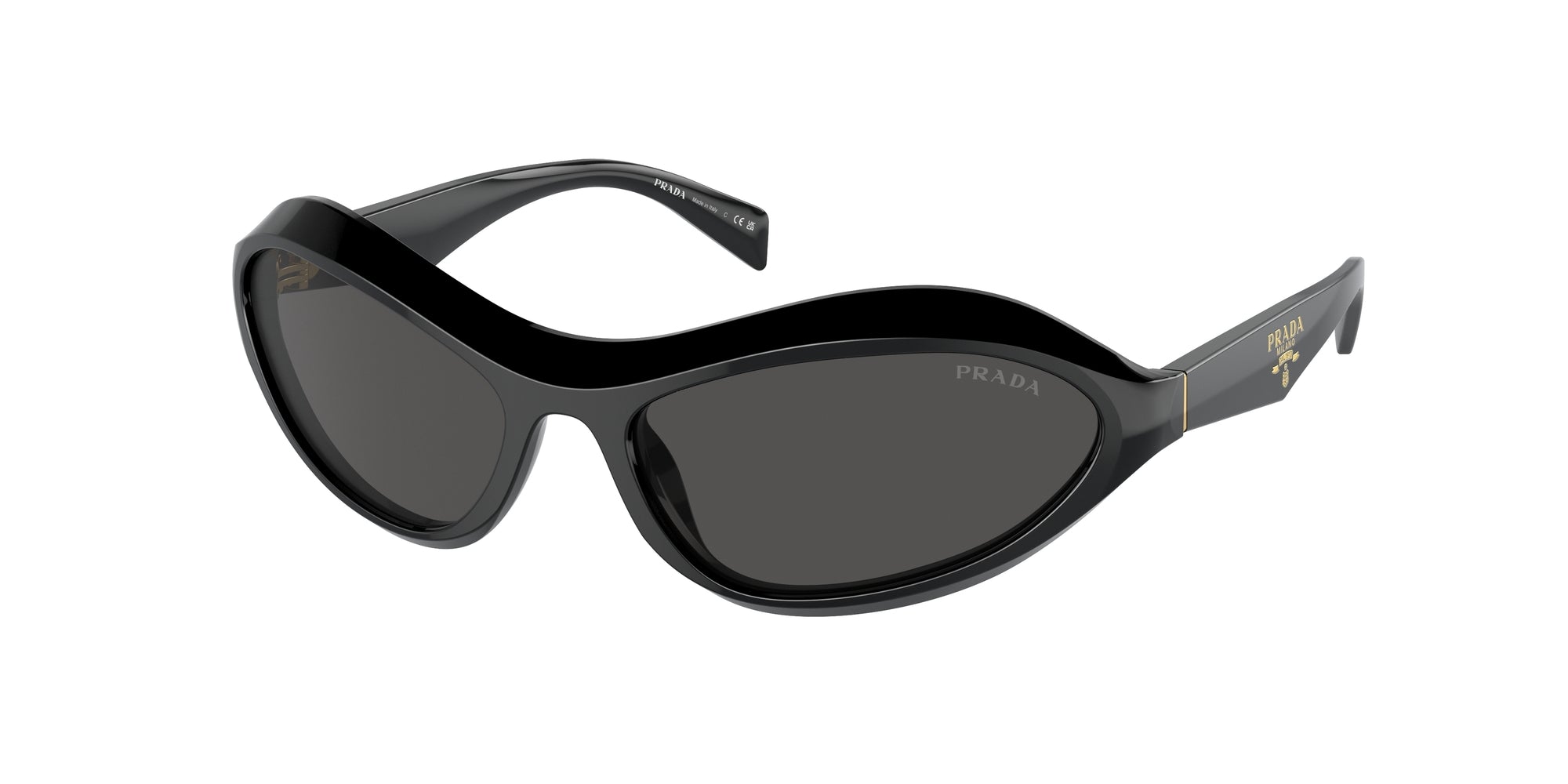 Prada Donna Prada PR A20S 16K5S0 Occhiali da sole Acetato Nero Grigio Geometrica Normale Prada Donna Prada PR A20S 16K5S0 Occhiali da sole Acetato Nero Grigio Geometrica Normale
