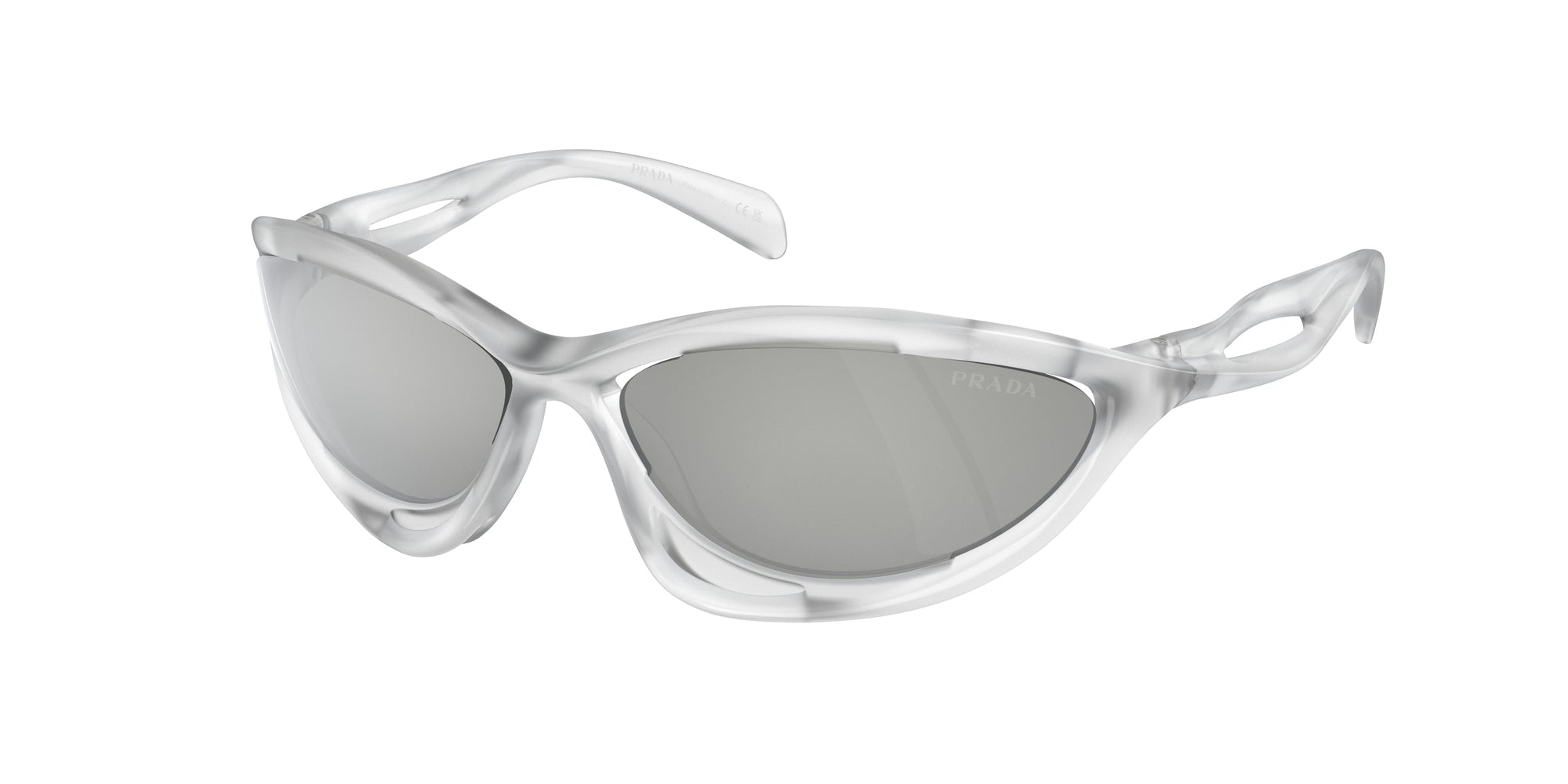 Prada Donna Prada PR A23S 14V60H Occhiali da sole Nylon Trasparente Argento Cat Eye Specchiate Specchiato Prada Donna Prada PR A23S 14V60H Occhiali da sole Nylon Trasparente Argento Cat Eye Specchiate Specchiato