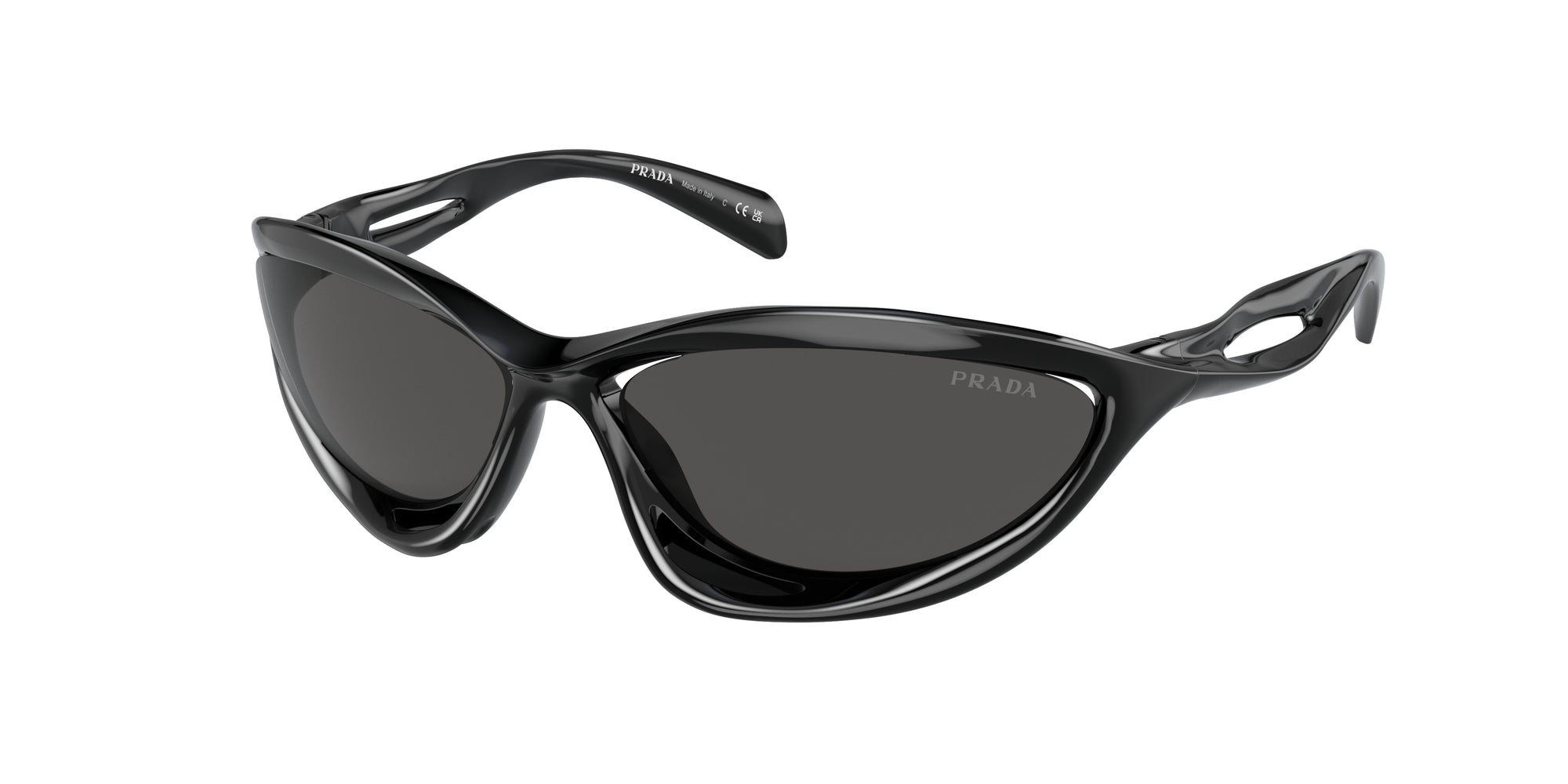 Prada Donna Prada PR A23S 1AB5S0 Occhiali da sole Nylon Nero Grigio Cat Eye Normale Prada Donna Prada PR A23S 1AB5S0 Occhiali da sole Nylon Nero Grigio Cat Eye Normale