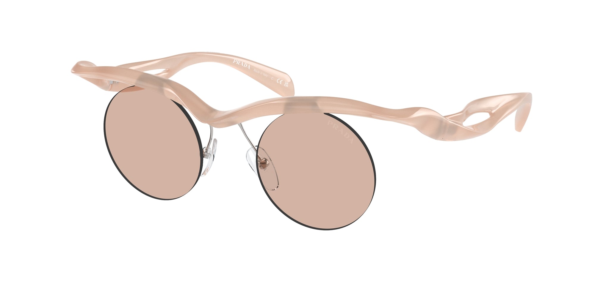 Prada Donna Prada PR A24S 12S0B8 Occhiali da sole Iniettato Rosa Marrone Rotonda Normale
