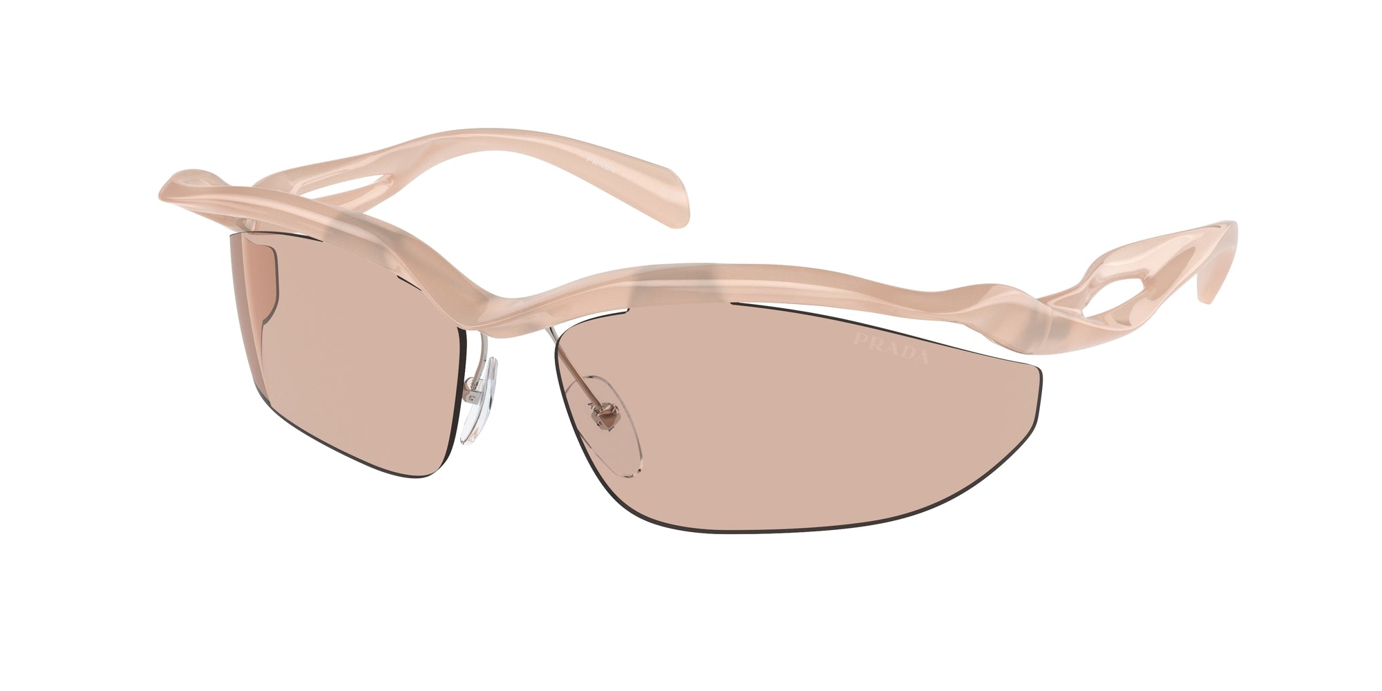Prada Donna Prada PR A25S 12S4I2 Occhiali da sole Iniettato Rosa Marrone Cat Eye Normale