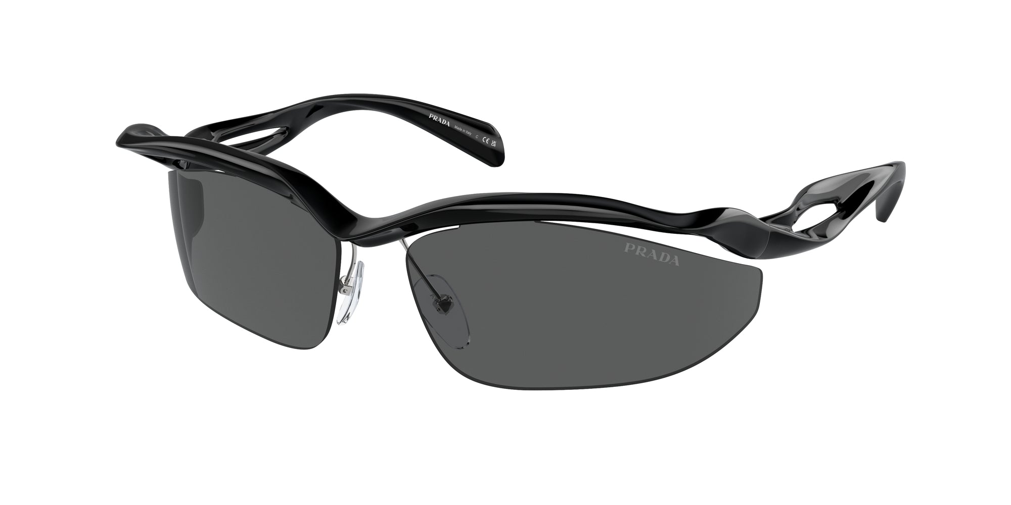 Prada Donna Prada PR A25S 1AB5S0 Occhiali da sole Iniettato Nero Grigio Cat Eye Normale