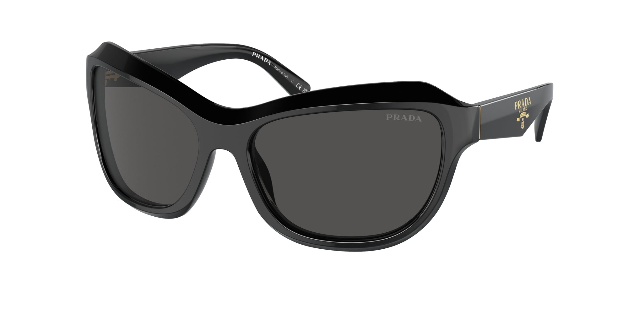 Prada Donna Prada PR A27S 16K5S0 Occhiali da sole Acetato Nero Grigio Farfalla Normale Prada Donna Prada PR A27S 16K5S0 Occhiali da sole Acetato Nero Grigio Farfalla Normale