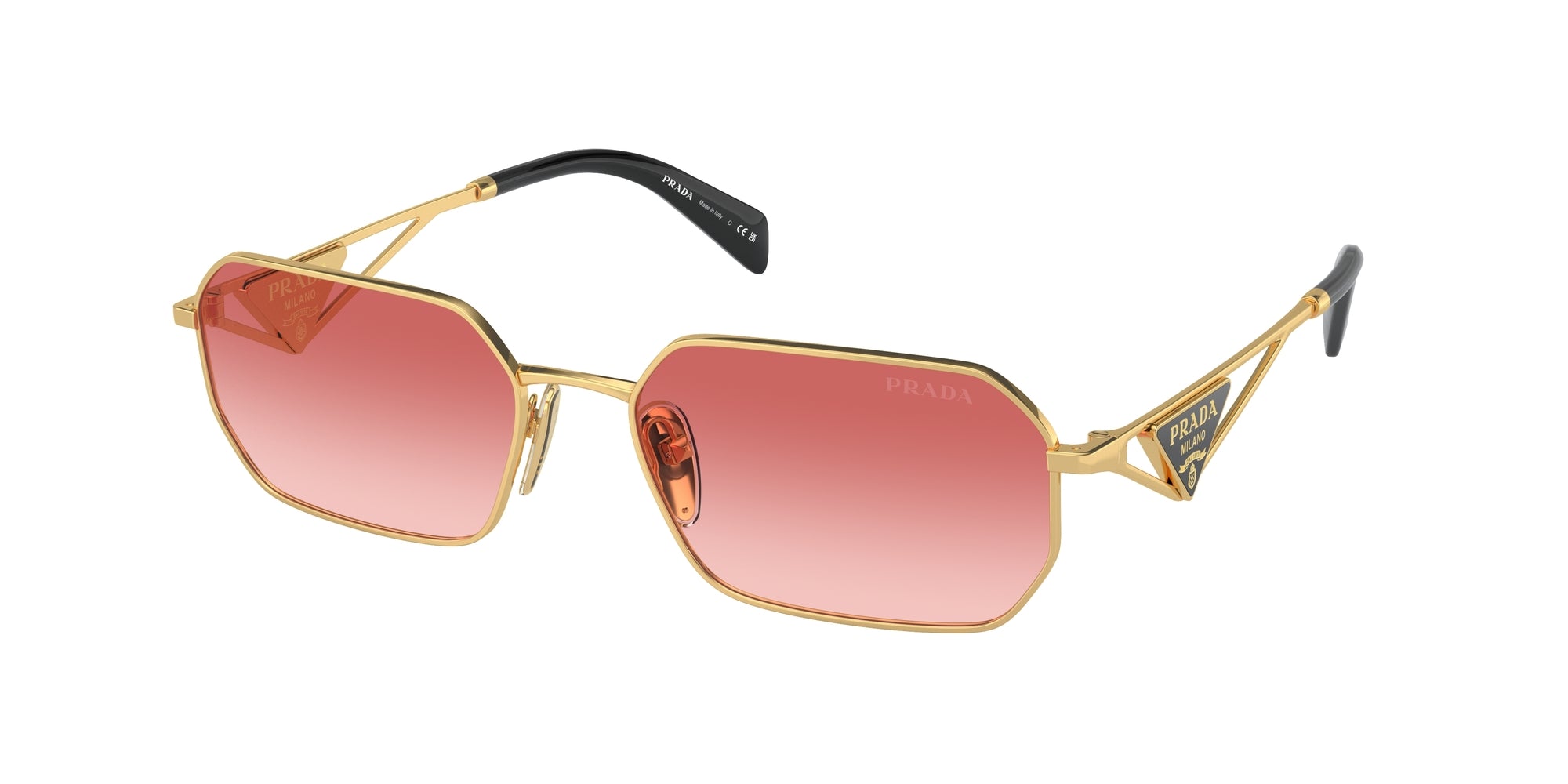 Prada Donna Prada PR A51S 5AK40C Occhiali da sole Acciaio Oro Rosa Geometrica Normale Sfumato