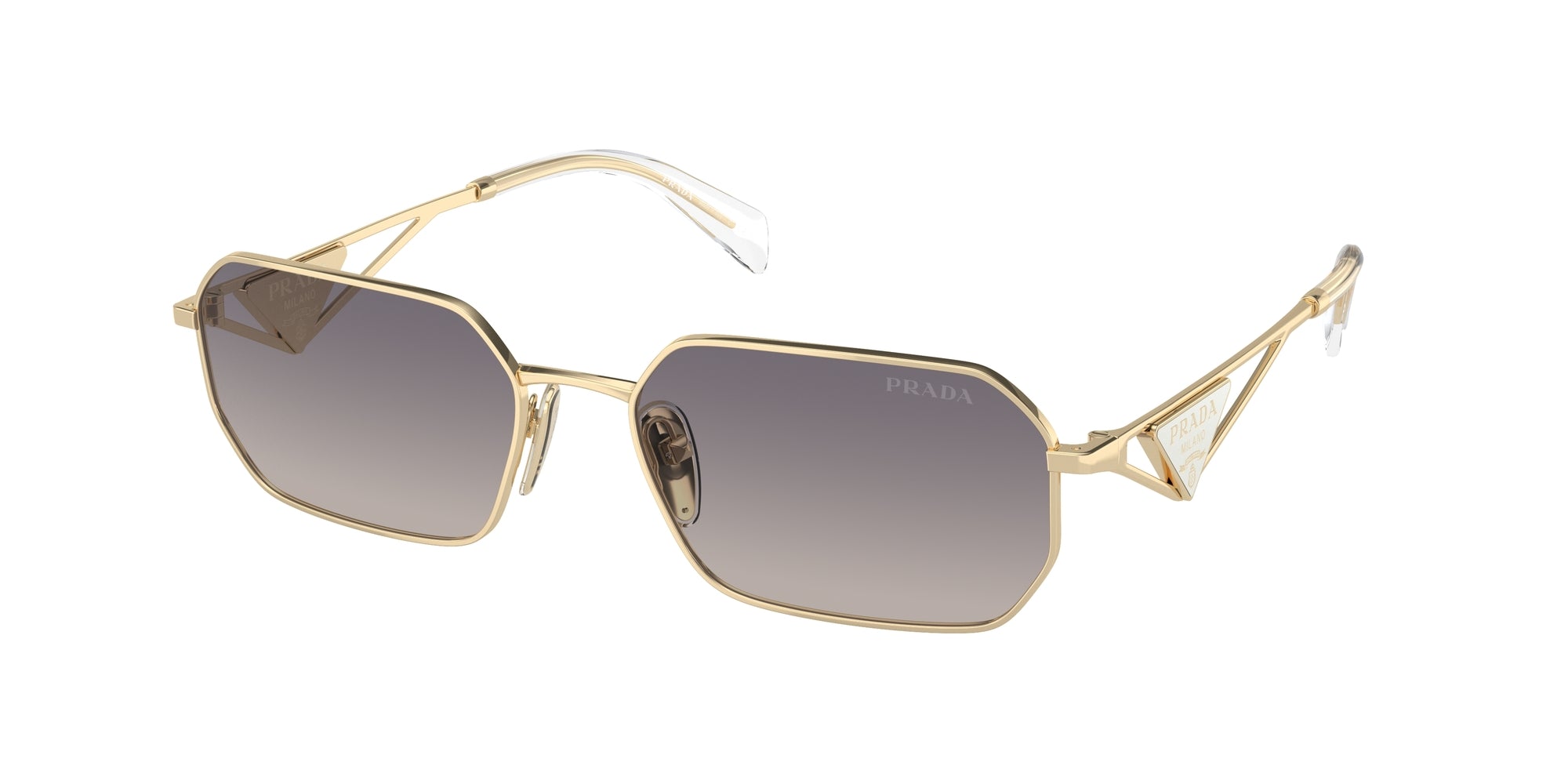 Prada Donna Prada PR A51S ZVN30C Occhiali da sole Metallo Oro Blu Geometrica Normale Sfumato Prada Donna Prada PR A51S ZVN30C Occhiali da sole Metallo Oro Blu Geometrica Normale Sfumato