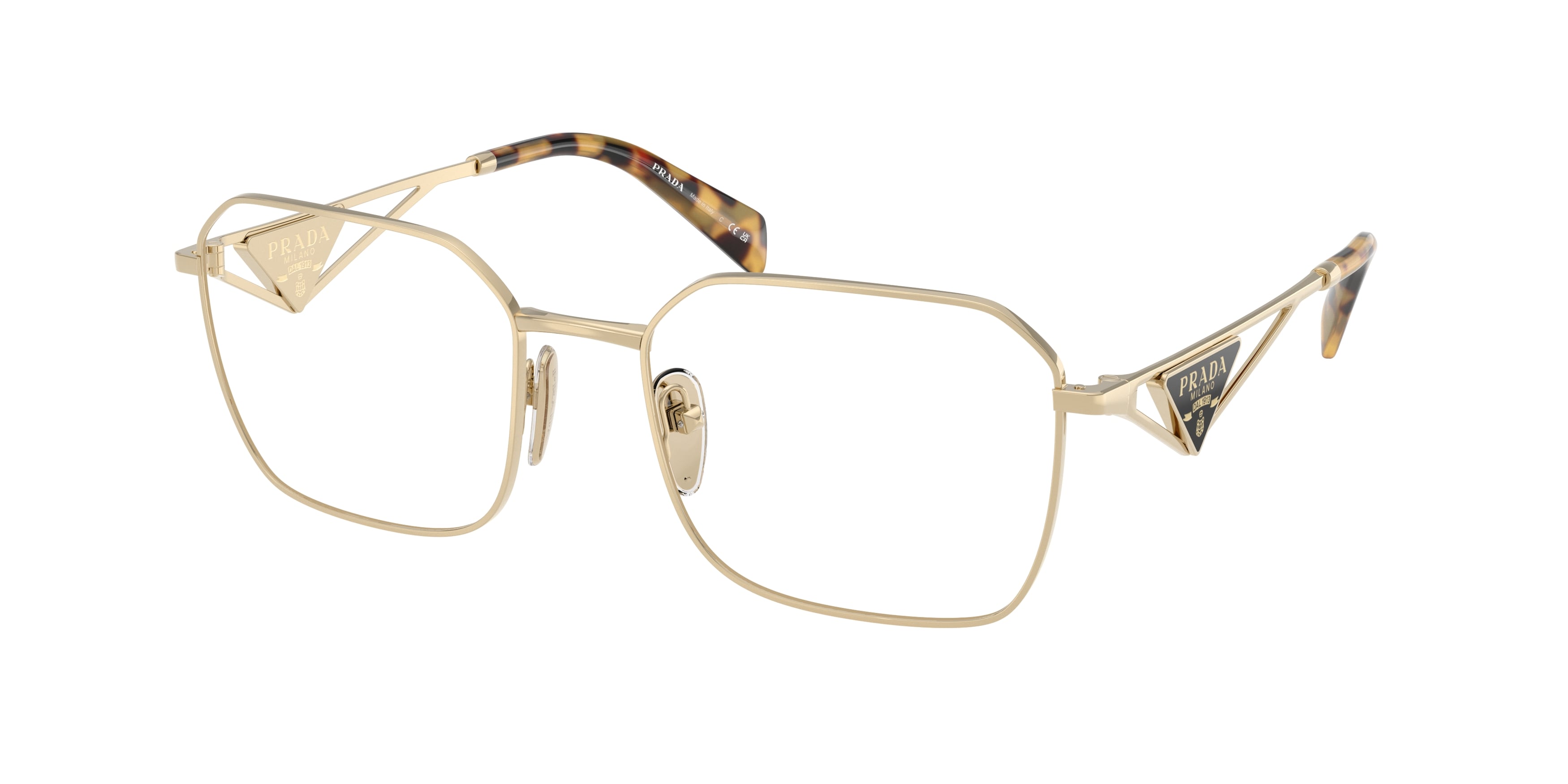 Prada Donna Prada PR A51V 14N1O1 Montature da vista Acciaio Oro Trasparente Geometrica Normale Prada Donna Prada PR A51V 14N1O1 Montature da vista Acciaio Oro Trasparente Geometrica Normale