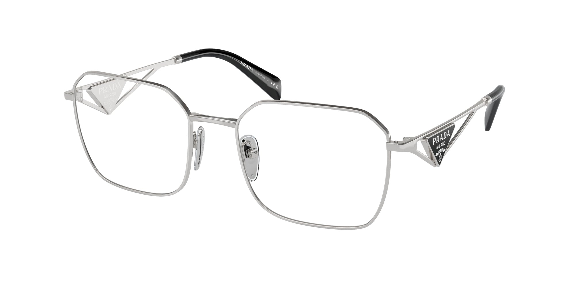 Prada Donna Prada PR A51V 1BC1O1 Montature da vista Acciaio Argento Geometrica Normale Prada Donna Prada PR A51V 1BC1O1 Montature da vista Acciaio Argento Geometrica Normale