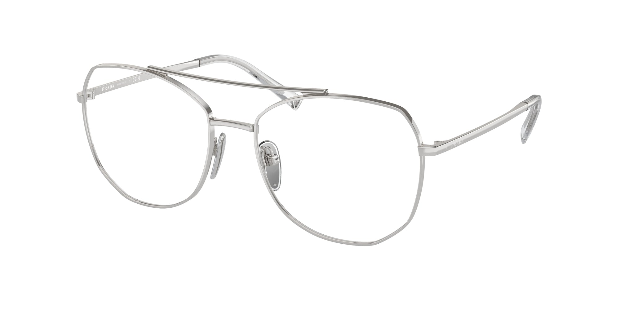 Prada Donna Prada PR A58V 1BC1O1 Montature da vista Acciaio Argento Geometrica Normale