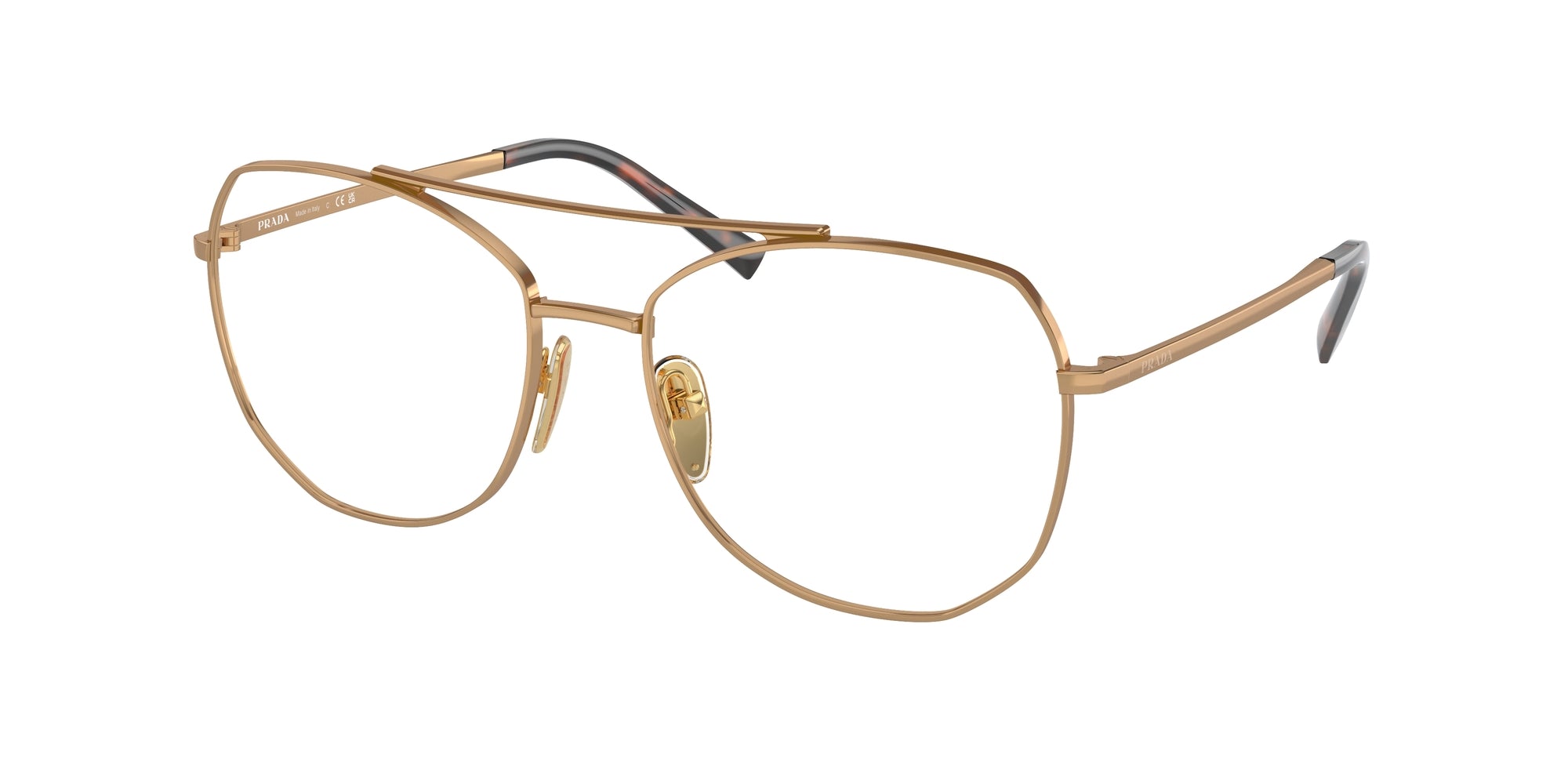 Prada Donna Prada PR A58V 7OE1O1 Montature da vista Acciaio Marrone Geometrica Normale Prada Donna Prada PR A58V 7OE1O1 Montature da vista Acciaio Marrone Geometrica Normale