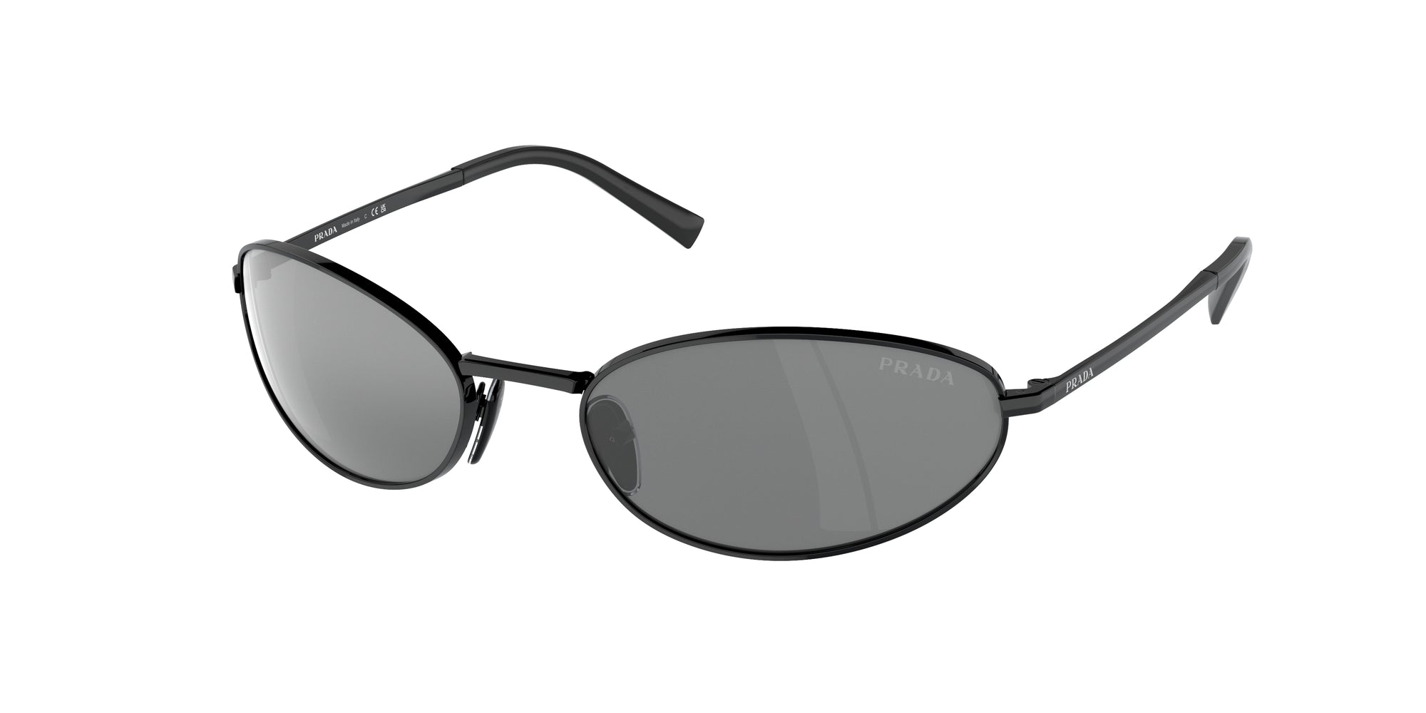 Prada Donna Prada PR A59S 1AB60G Occhiali da sole Acciaio Nero Grigio Rotonda Specchiate Specchiato