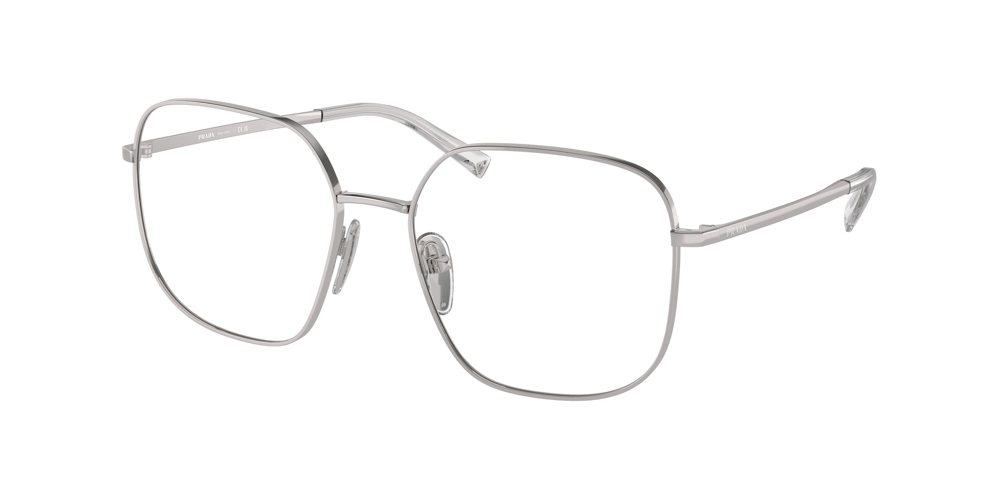 Prada Donna Prada PR A59V 1BC1O1 Montature da vista Acciaio Argento Trasparente Squadrata Normale