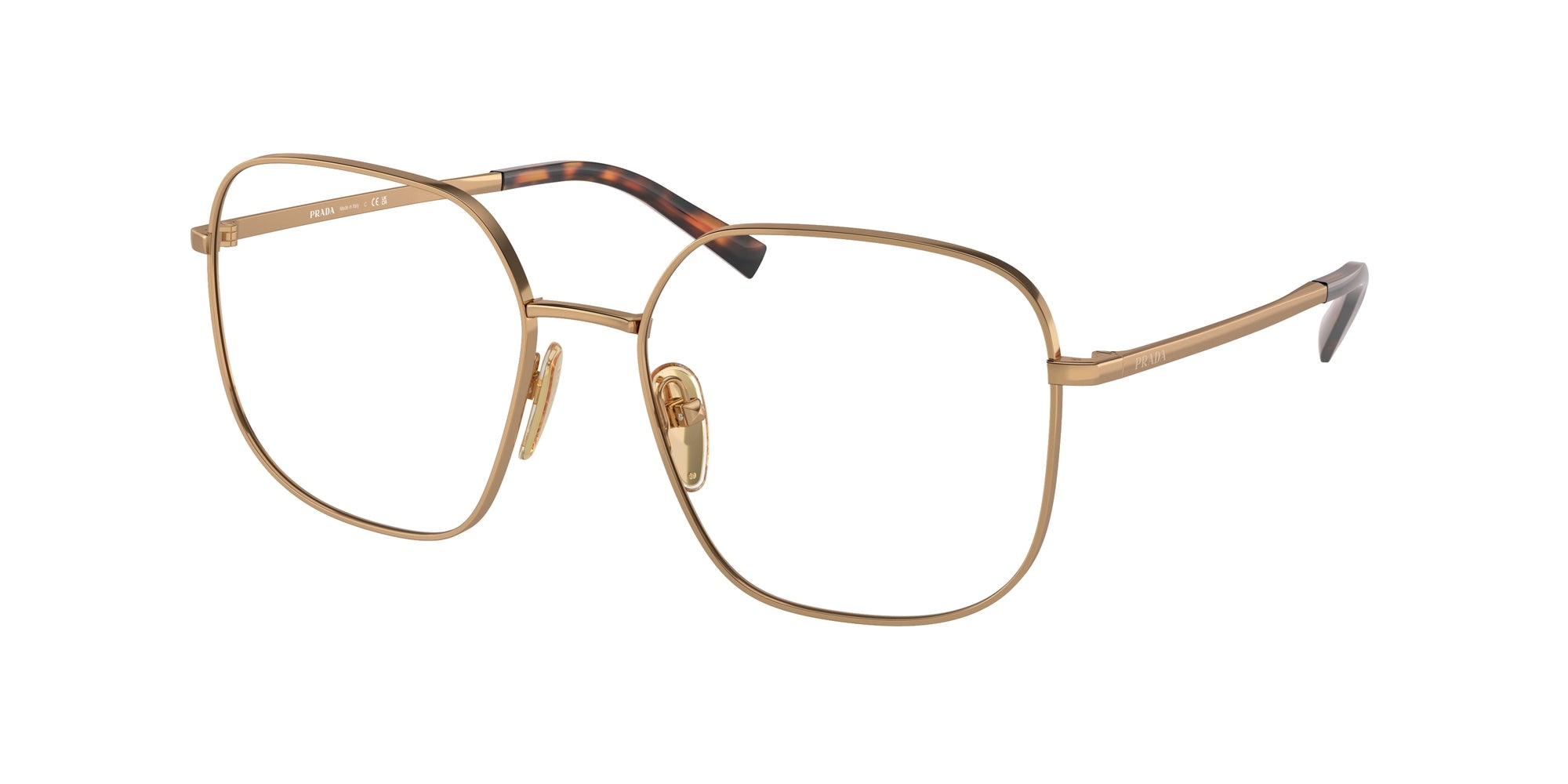 Prada Donna Prada PR A59V 7OE1O1 Montature da vista Acciaio Marrone Squadrata Normale