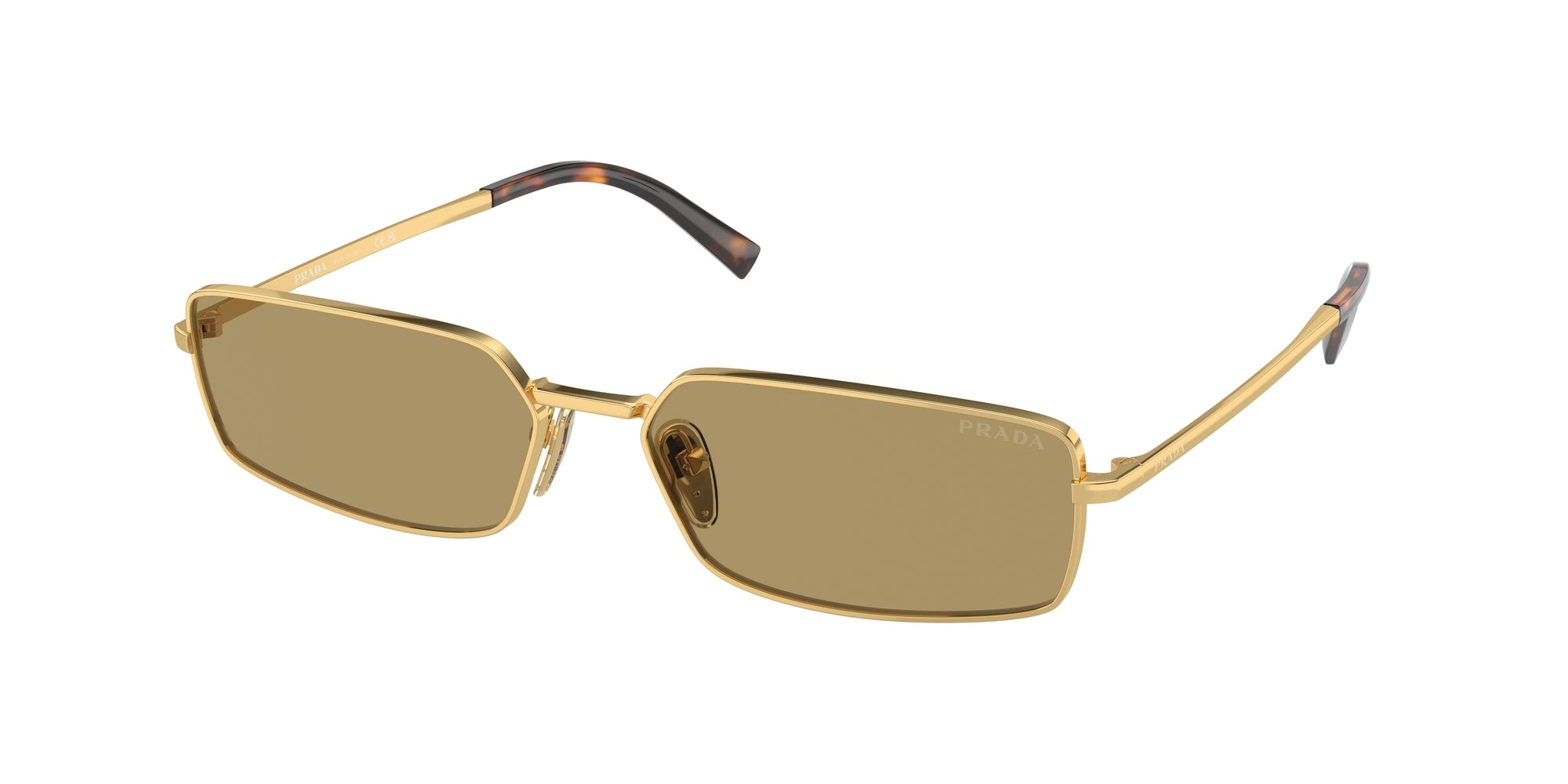 Prada Donna Prada PR A60S 5AK70G Occhiali da sole Metallo Oro Verde Squadrata Normale Prada Donna Prada PR A60S 5AK70G Occhiali da sole Metallo Oro Verde Squadrata Normale