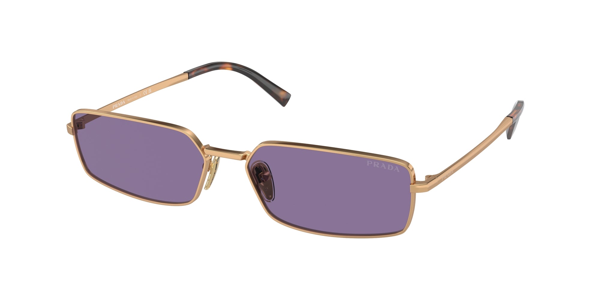 Prada Donna Prada PR A60S 7OE01O Occhiali da sole Metallo Marrone Viola Squadrata Normale