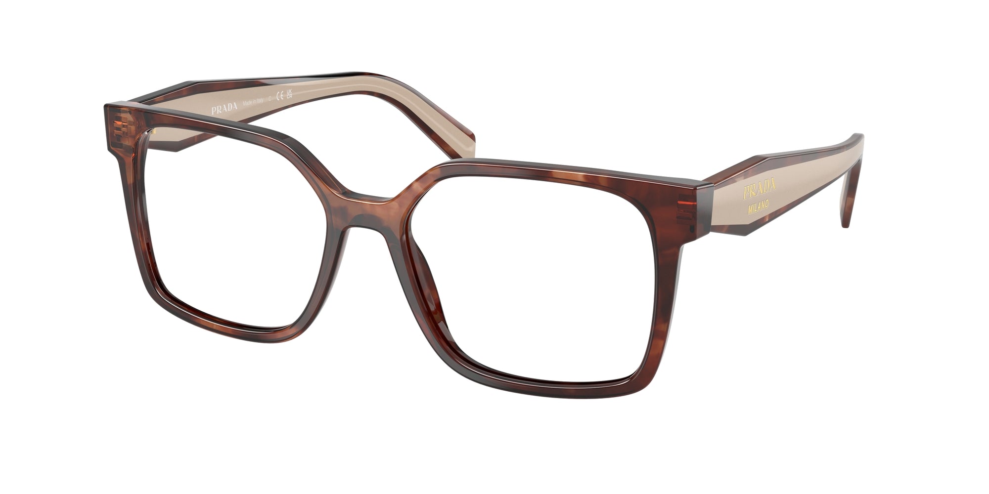 Prada Donna Prada PR B03V 07R1O1 Montature da vista Acetato Marrone Squadrata Normale Prada Donna Prada PR B03V 07R1O1 Montature da vista Acetato Marrone Squadrata Normale