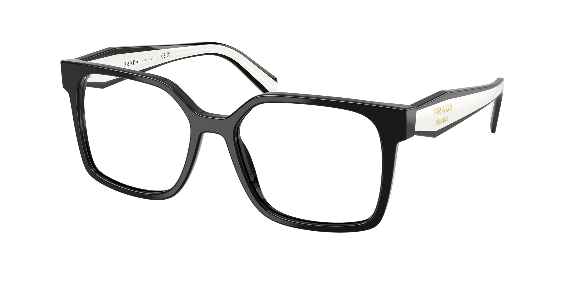 Prada Donna Prada PR B03V 16K1O1 Montature da vista Acetato Nero Squadrata Normale Prada Donna Prada PR B03V 16K1O1 Montature da vista Acetato Nero Squadrata Normale