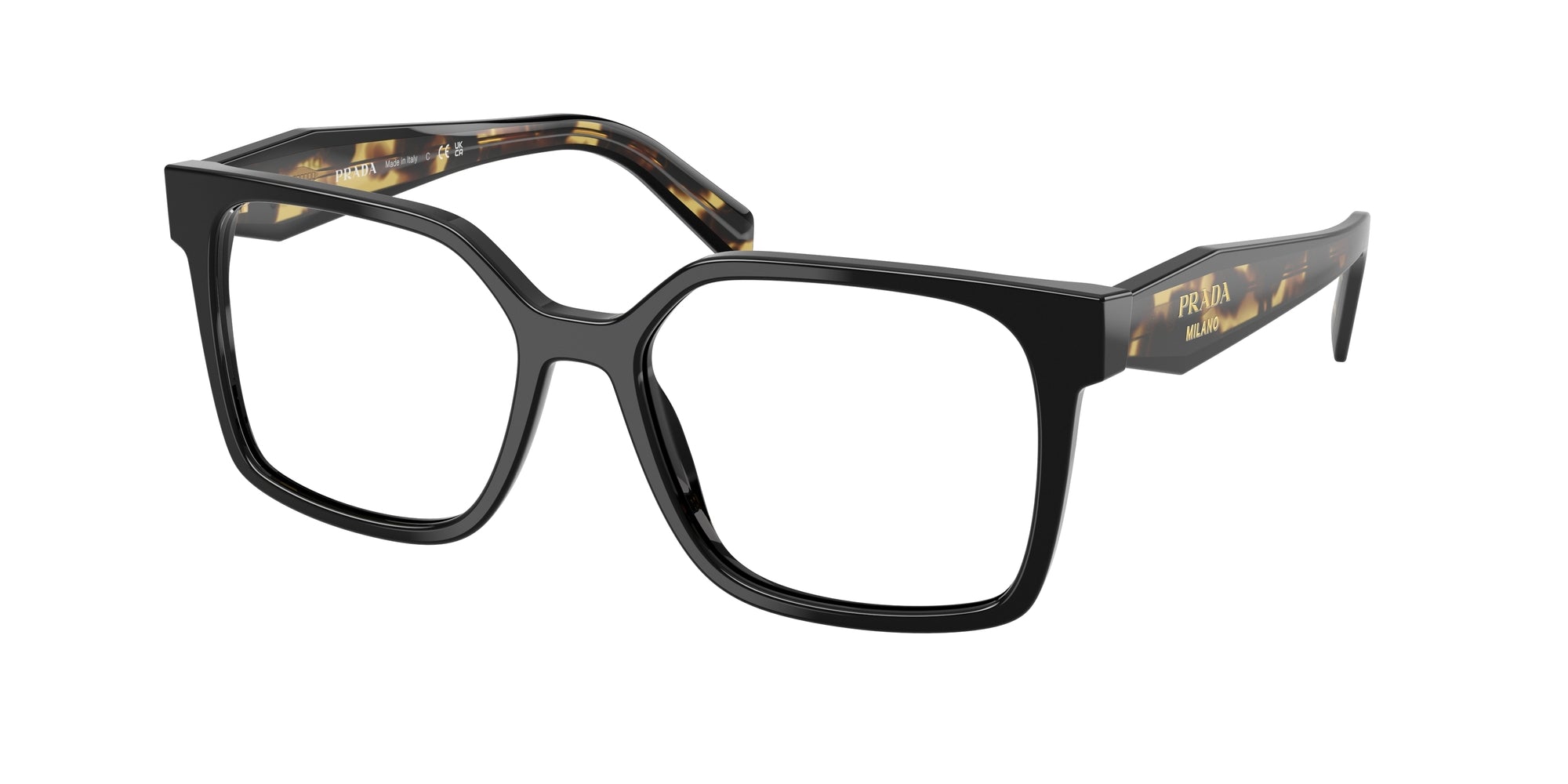 Prada Donna Prada PR B03V 3891O1 Montature da vista Acetato Nero Squadrata Normale