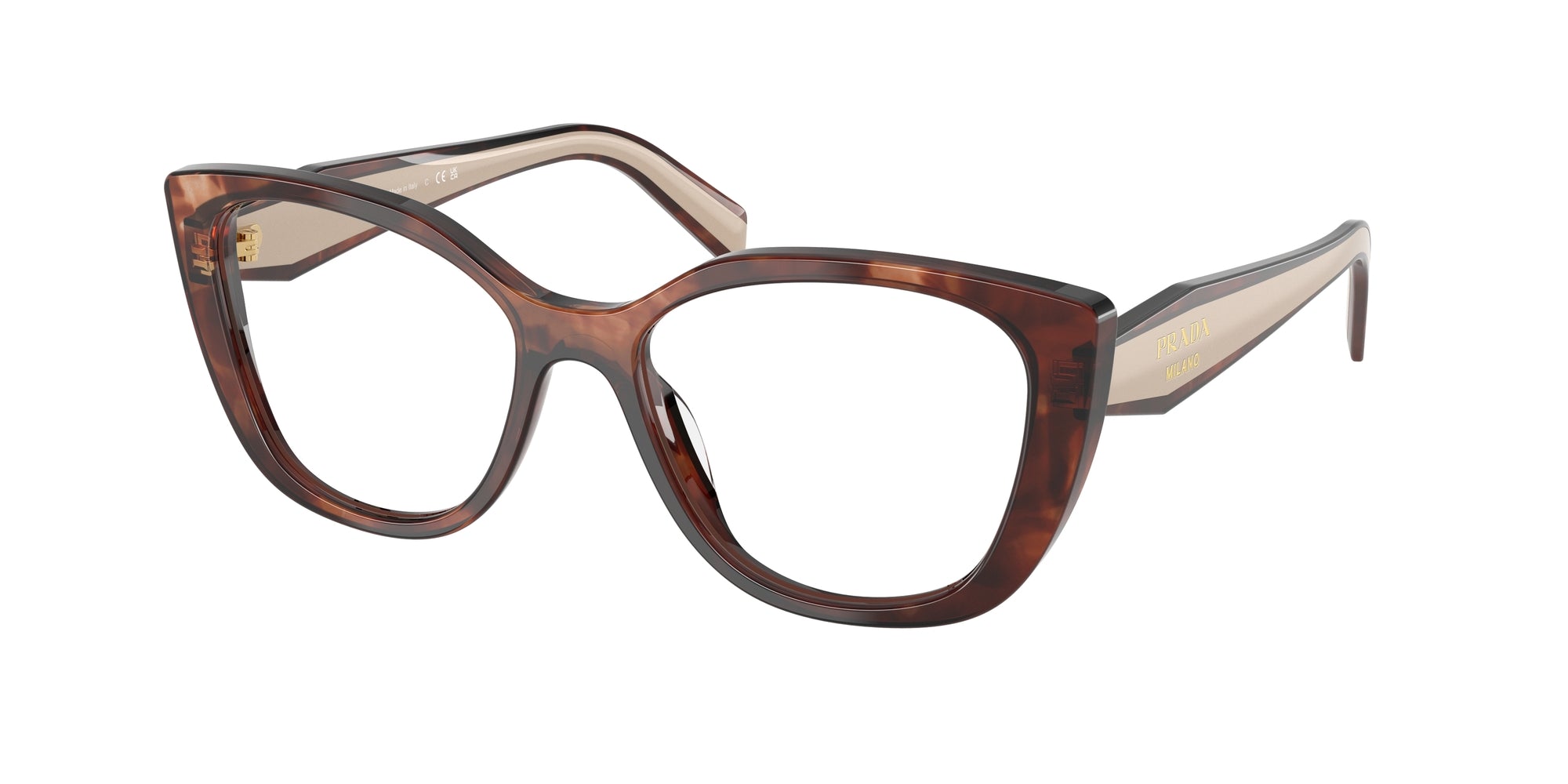 Prada Donna Prada PR B04V 07R1O1 Montature da vista Acetato Marrone Cat Eye Normale Prada Donna Prada PR B04V 07R1O1 Montature da vista Acetato Marrone Cat Eye Normale