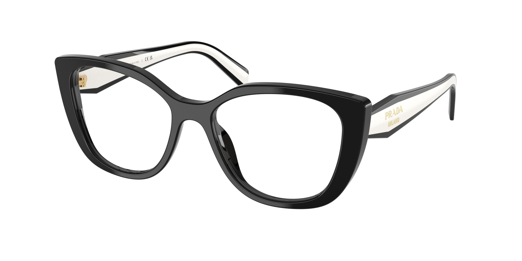 Prada Donna Prada PR B04V 16K1O1 Montature da vista Acetato Nero Trasparente Cat Eye Normale Prada Donna Prada PR B04V 16K1O1 Montature da vista Acetato Nero Trasparente Cat Eye Normale