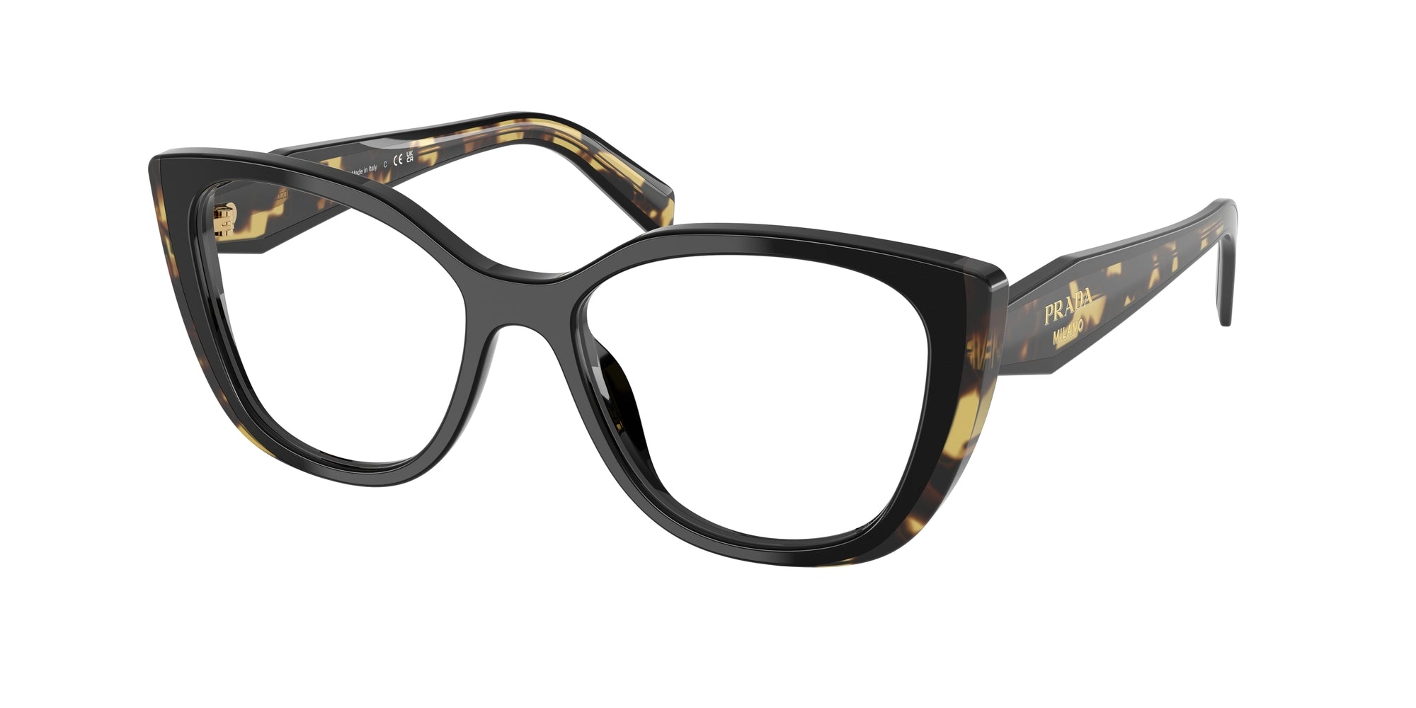 Prada Donna Prada PR B04V 3891O1 Montature da vista Acetato Nero Cat Eye Normale