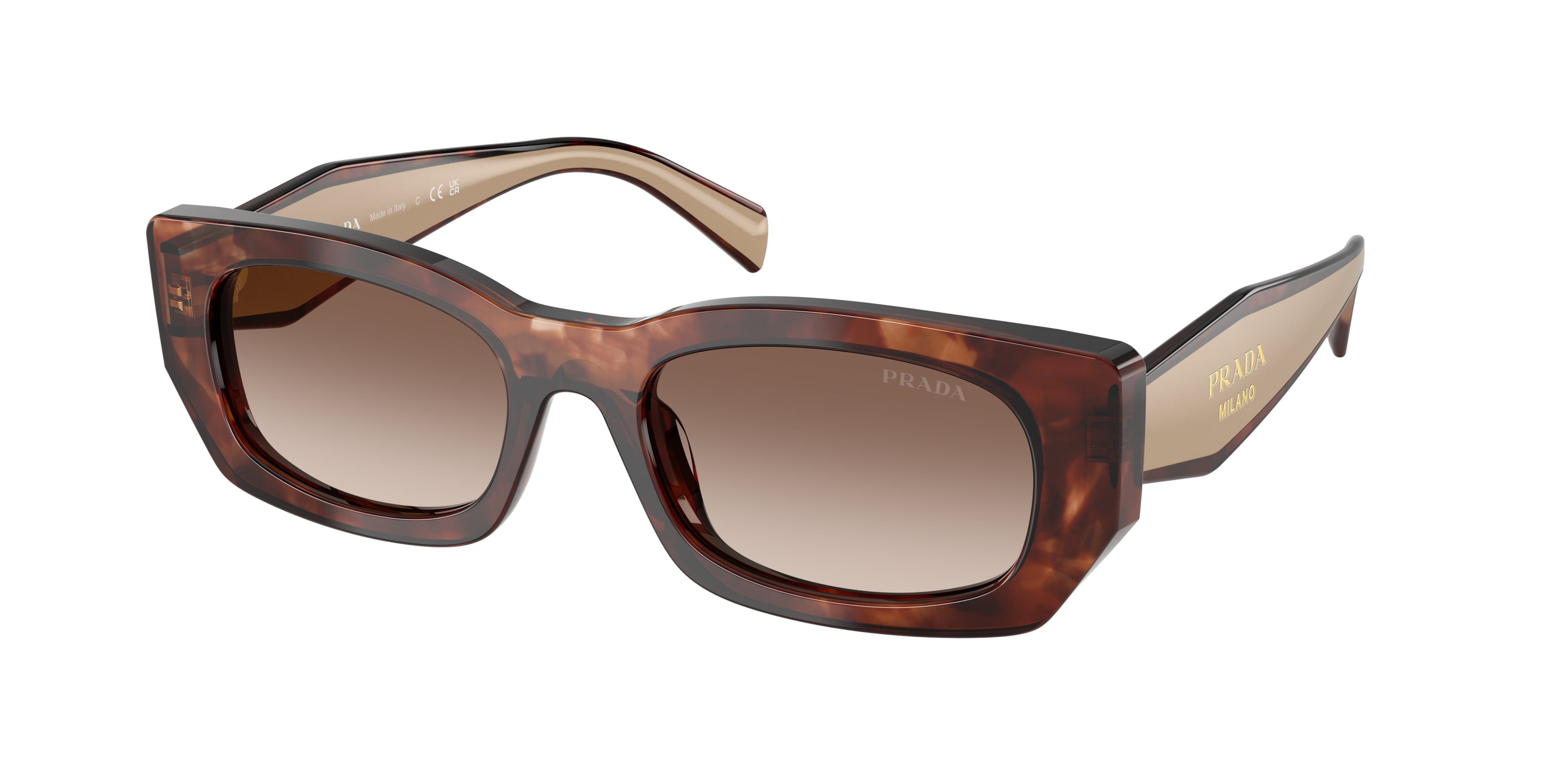 Prada Donna Prada PR B05S 00K10S Occhiali da sole Acetato Tartaruga Marrone Pillow Normale Sfumato Prada Donna Prada PR B05S 00K10S Occhiali da sole Acetato Tartaruga Marrone Pillow Normale Sfumato