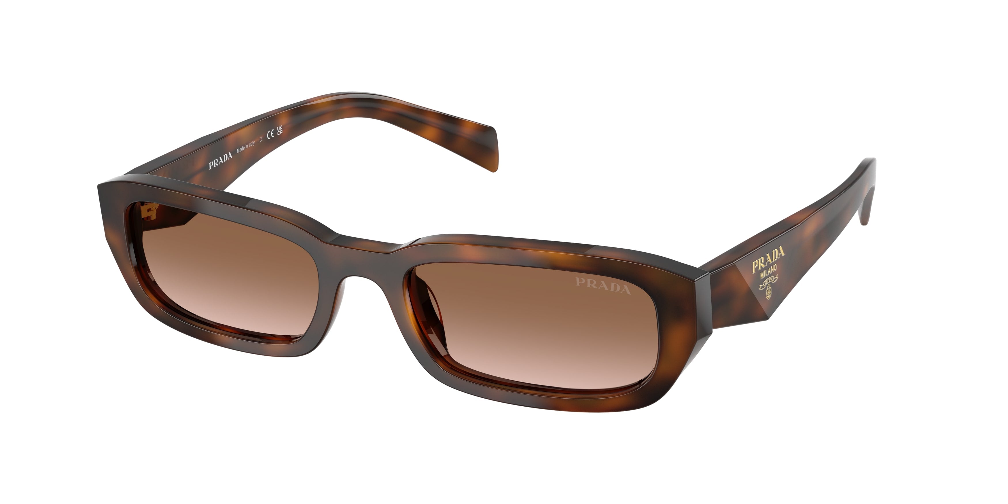Prada Donna Prada PR B06S 20D90P Occhiali da sole Acetato Tartaruga Marrone Squadrata Normale Sfumato