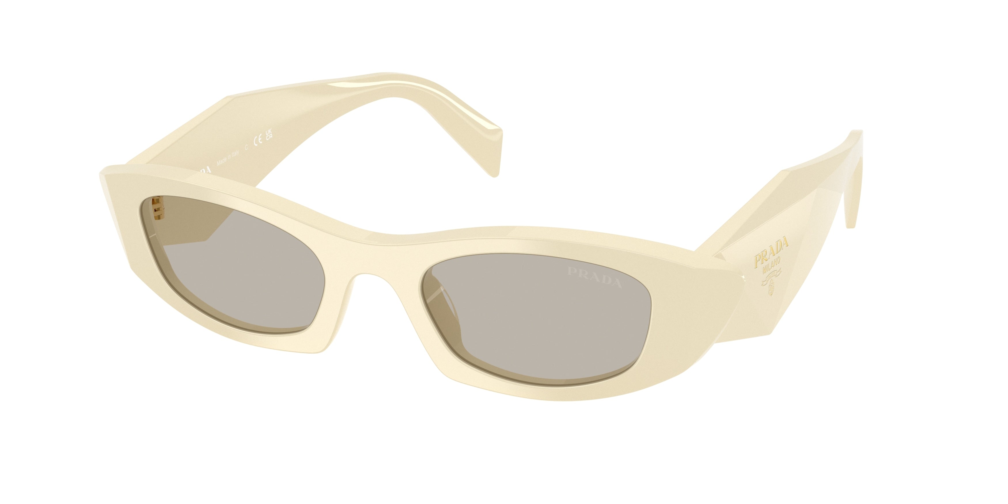 Prada Donna Prada PR B16S 21D5J2 Occhiali da sole Acetato Bianco Marrone Rotonda Normale