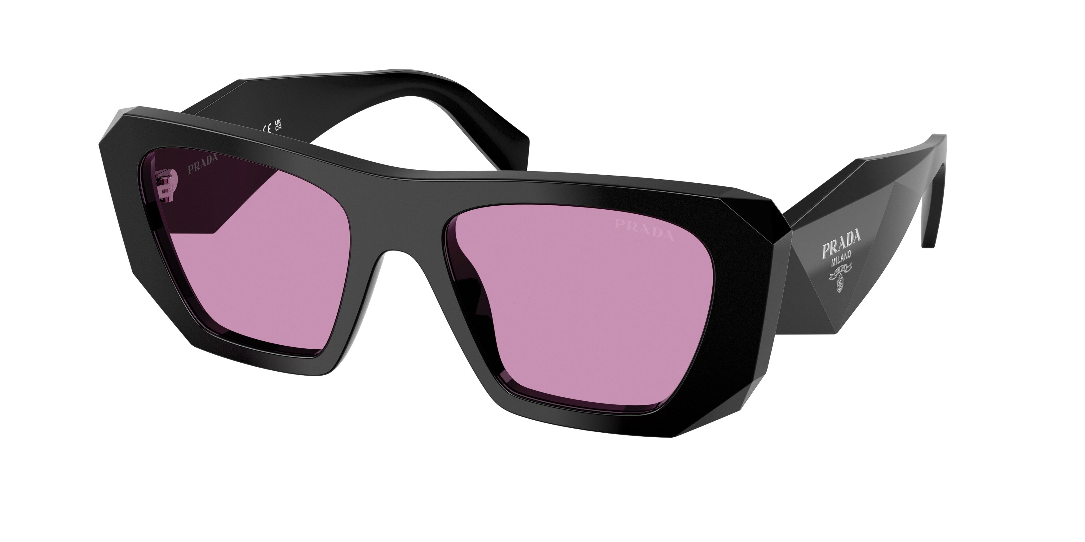 Prada Donna Prada PR B18S 16K30G Occhiali da sole Acetato Nero Viola Squadrata Normale