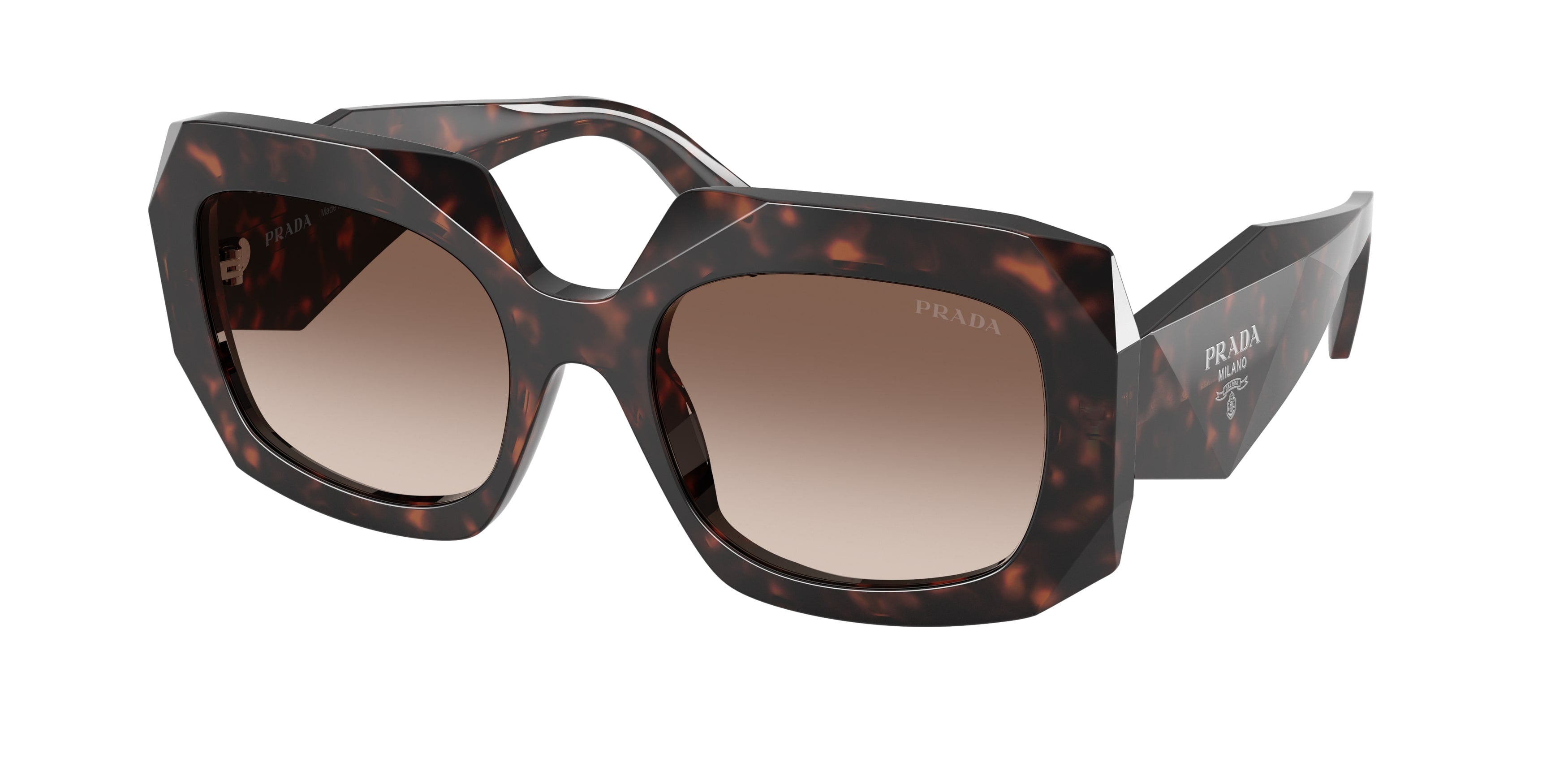 Prada Donna Prada PR B23S 17N10S Occhiali da sole Acetato Tartaruga Marrone Squadrata Normale Sfumato