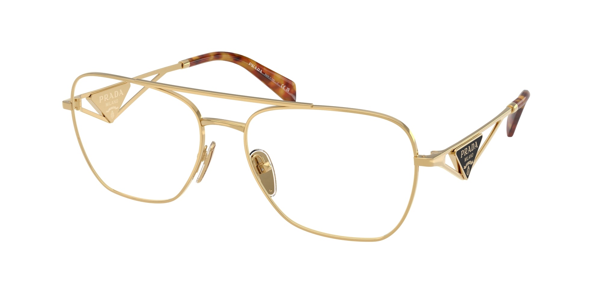 Prada Donna Prada PR B50V 5AK1O1 Montature da vista Acciaio Oro Pilot Normale Prada Donna Prada PR B50V 5AK1O1 Montature da vista Acciaio Oro Pilot Normale