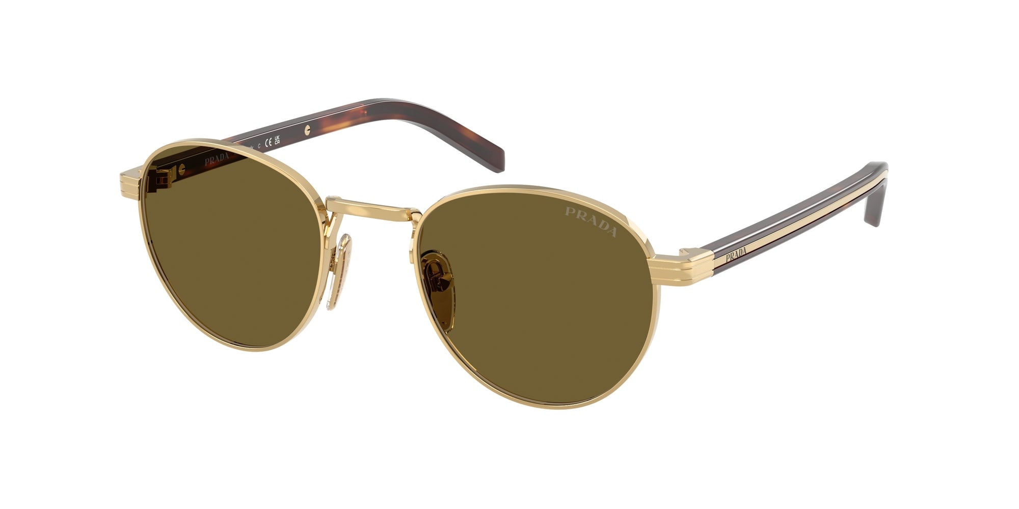 Prada Donna Prada PR B52S 5AK09Z Occhiali da sole Metallo Oro Marrone Pantos Normale Prada Donna Prada PR B52S 5AK09Z Occhiali da sole Metallo Oro Marrone Pantos Normale