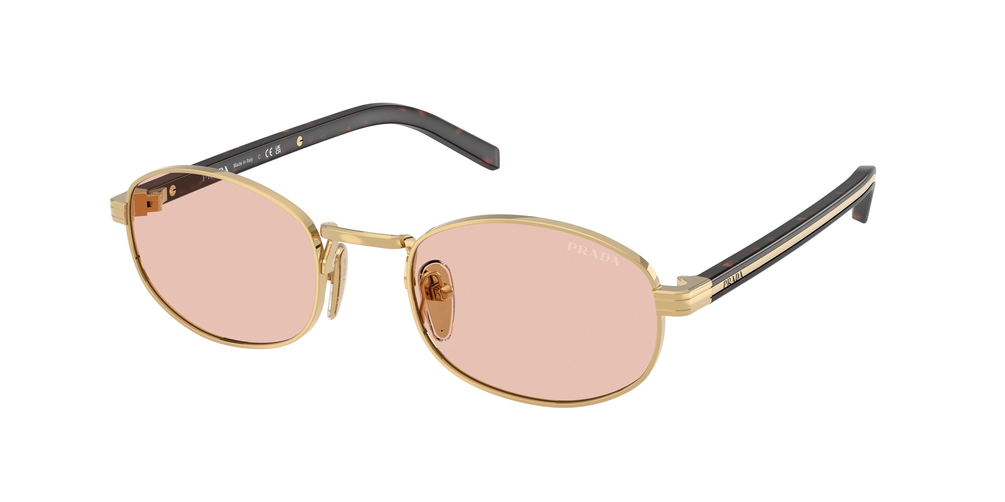 Prada Donna Prada PR B53S 5AK50V Occhiali da sole Acciaio Oro Rosa Rotonda Normale Prada Donna Prada PR B53S 5AK50V Occhiali da sole Acciaio Oro Rosa Rotonda Normale