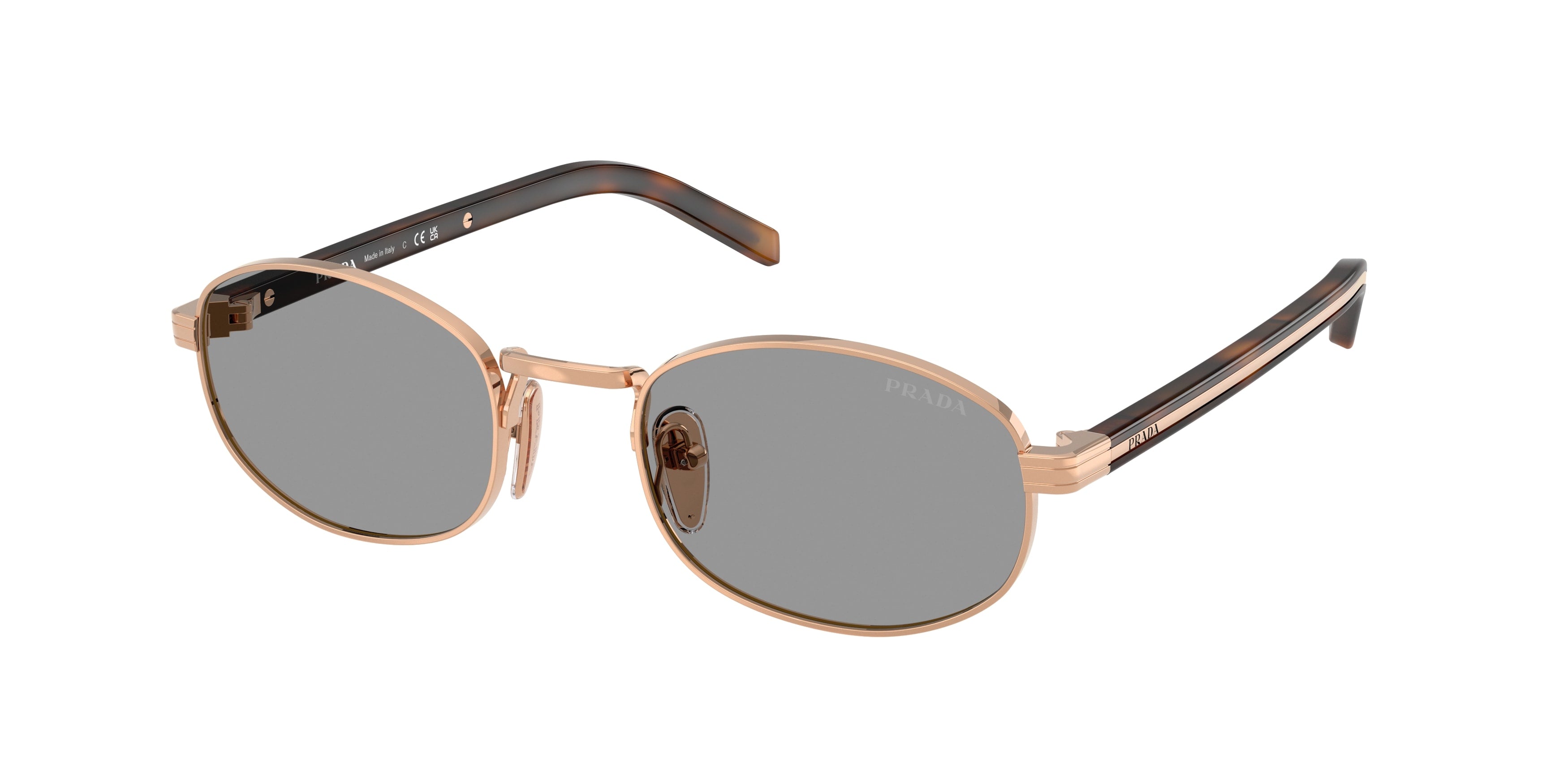 Prada Donna Prada PR B53S SVF50Q Occhiali da sole Acciaio Oro Grigio Rotonda Normale