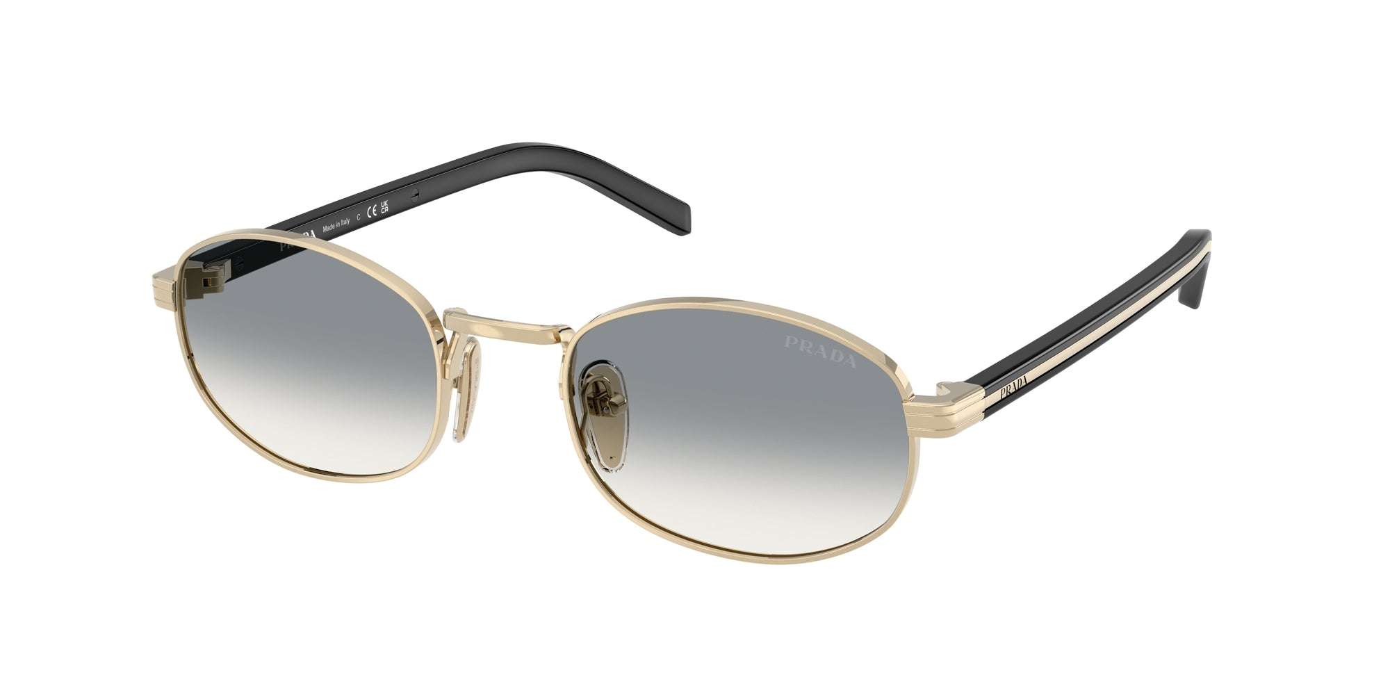 Prada Donna Prada PR B53S ZVN02C Occhiali da sole Metallo Oro Grigio Rotonda Normale Sfumato Prada Donna Prada PR B53S ZVN02C Occhiali da sole Metallo Oro Grigio Rotonda Normale Sfumato