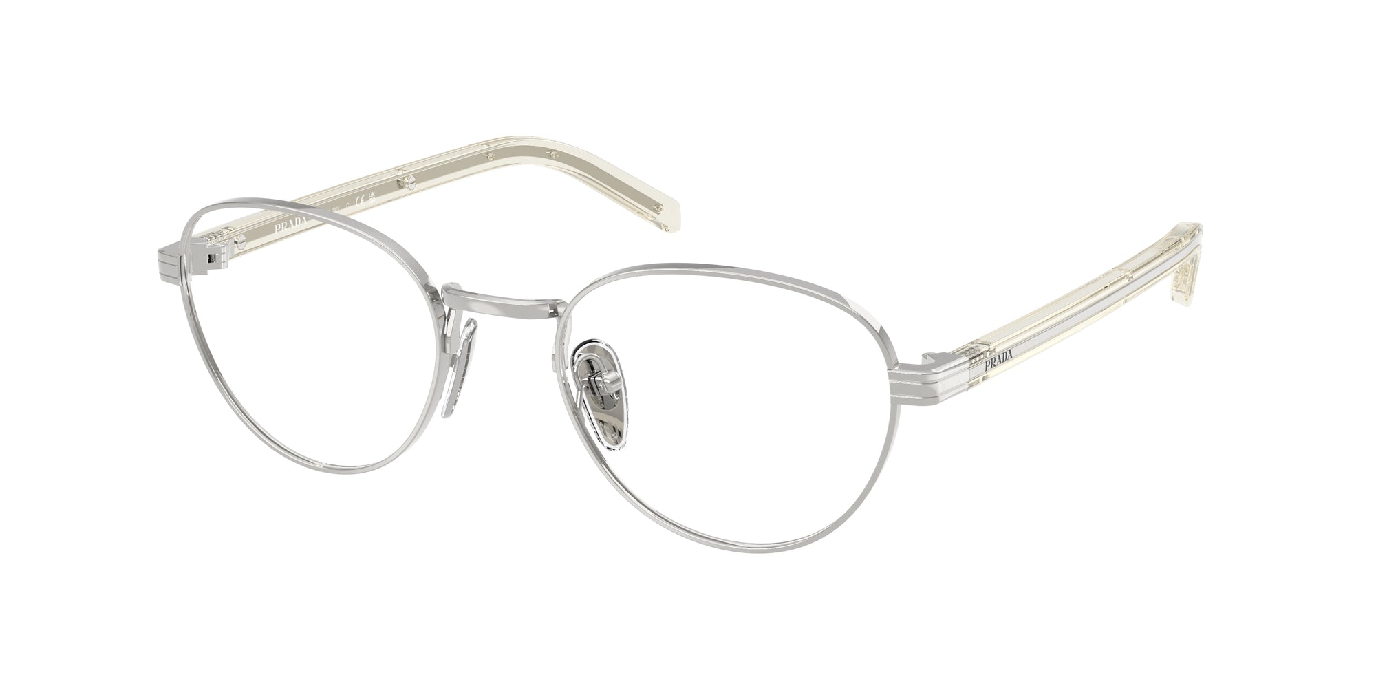 Prada Donna Prada PR B53V 1BC1O1 Montature da vista Metallo Argento Rotonda Normale