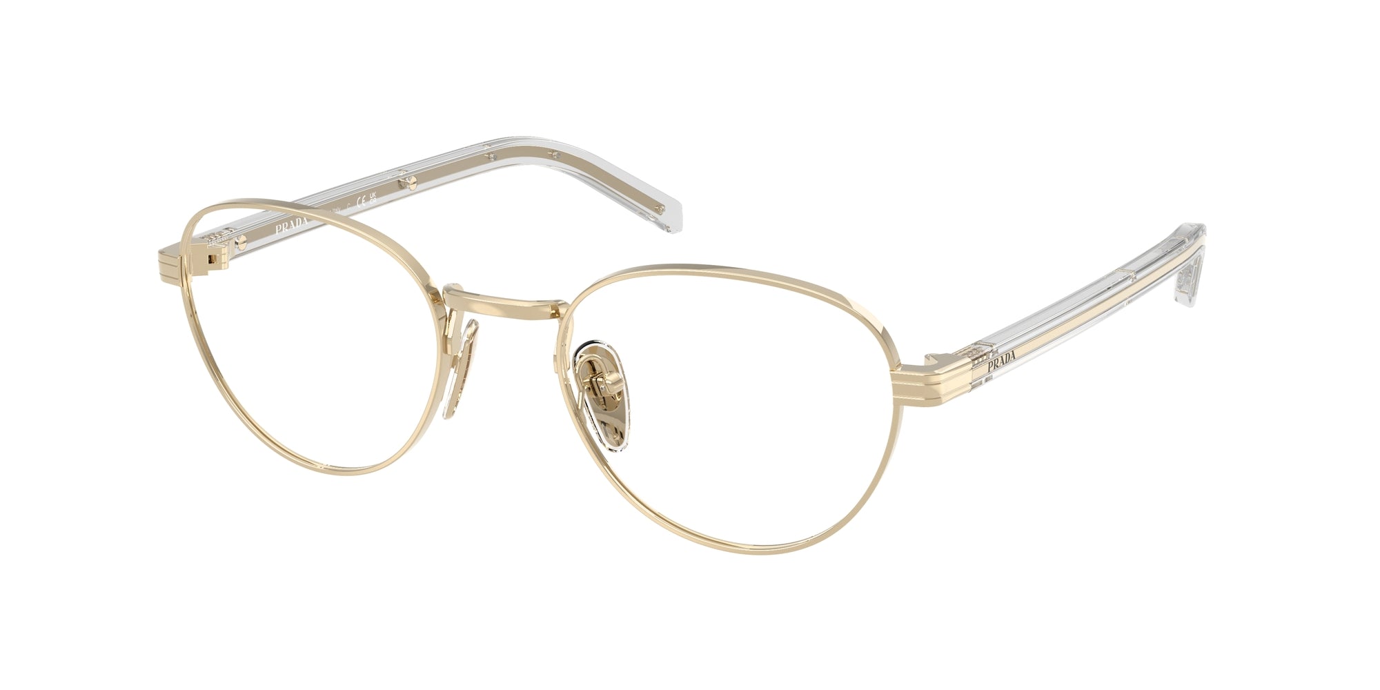 Prada Donna Prada PR B53V ZVN1O1 Montature da vista Metallo Oro Trasparente Rotonda Normale