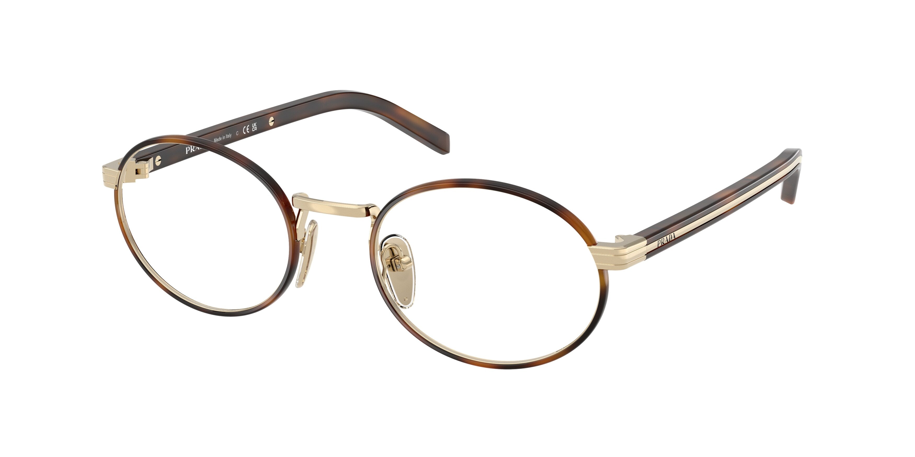 Prada Donna Prada PR B55V 20L1O1 Montature da vista Metallo Tartaruga Trasparente Rotonda Normale